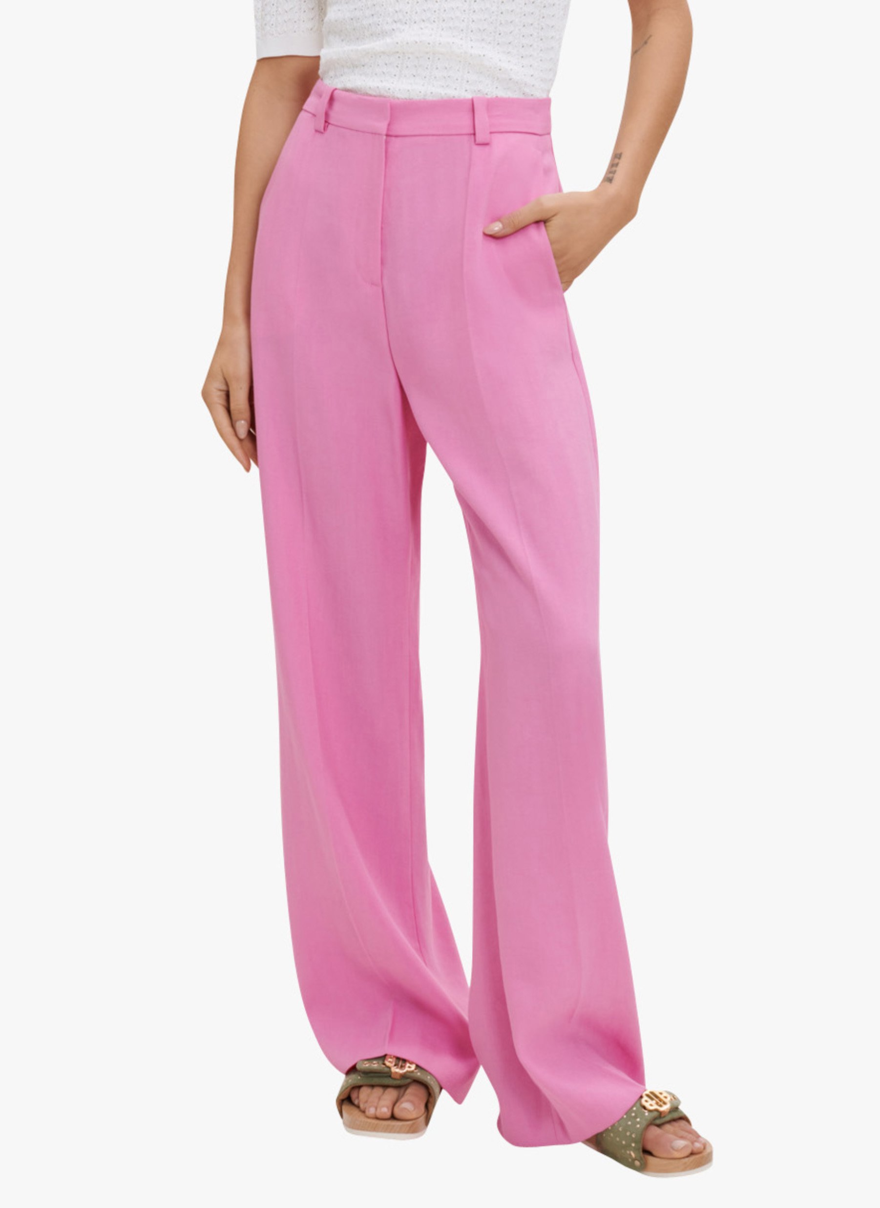 Sale High-waisted Wide-leg Pants Rose 