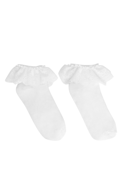 Besufy Pair Lace Socks Frilly Lace Cuff Non-slip Cotton Baby Girl