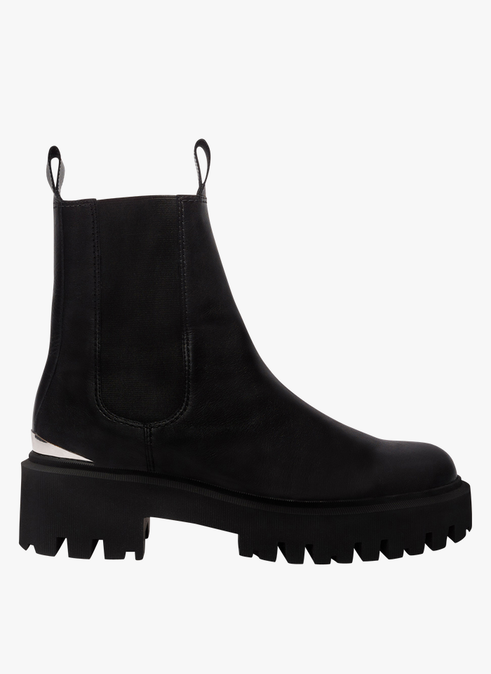 MAJE Black Leather platform mid-calf boots