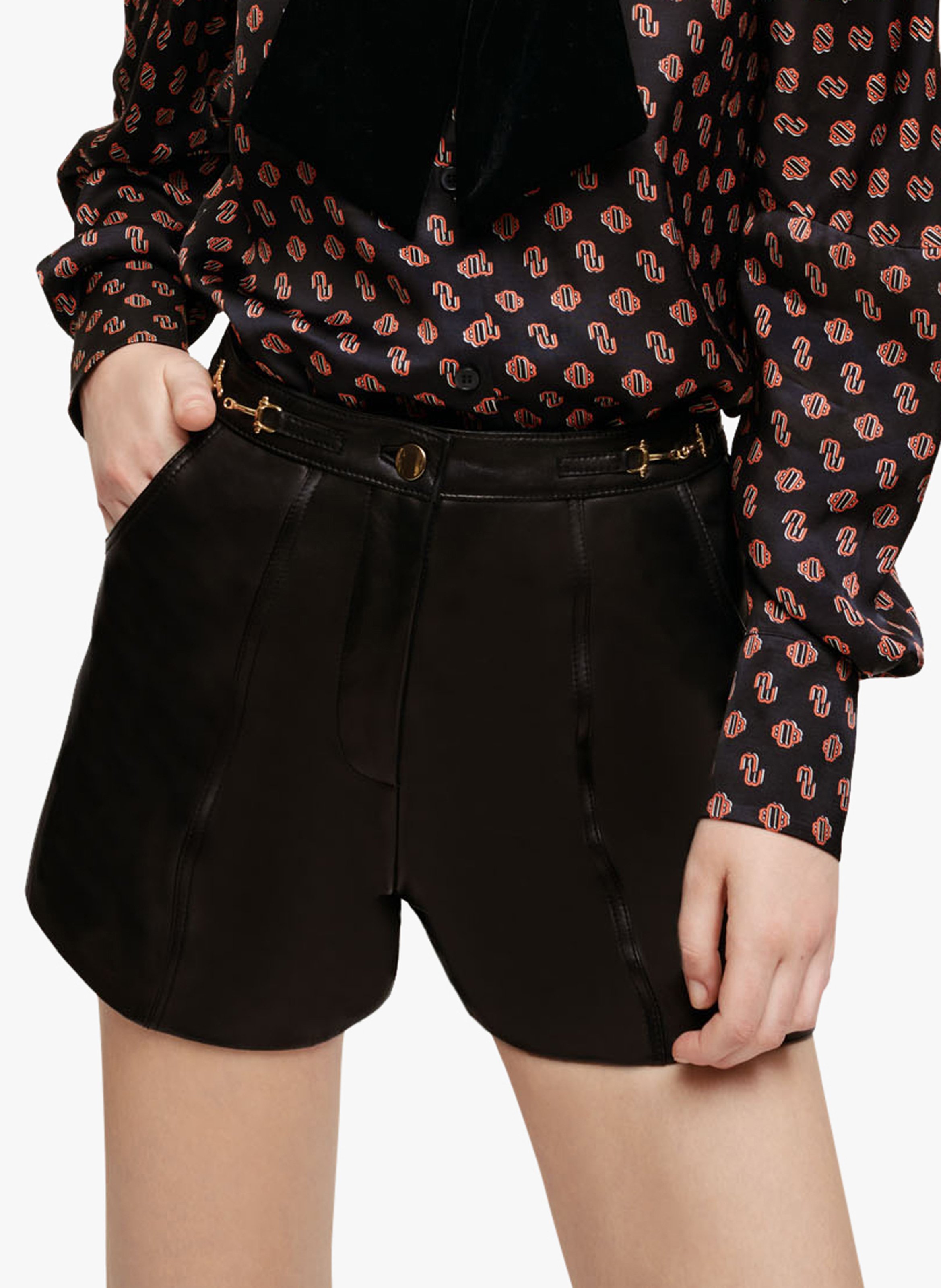 black leather shorts womens