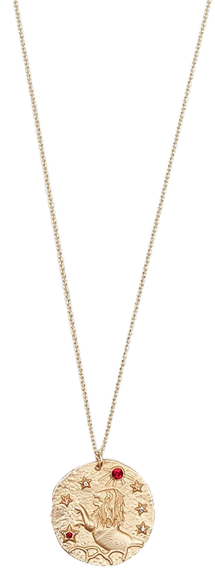 Leo Zodiac Sign Medallion Necklace Or 