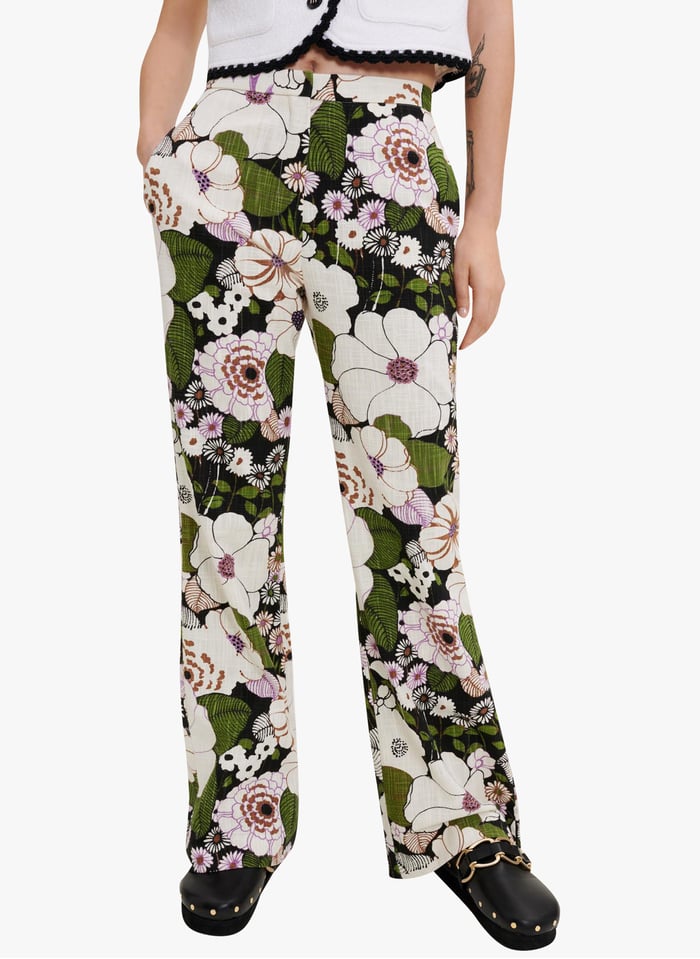 Printed Wide Leg Pants Fleur 70 S Noir Maje Women Place Des Tendances Printed Wide Leg Pants Fleur 70 S Noir Maje Women Place Des Tendances