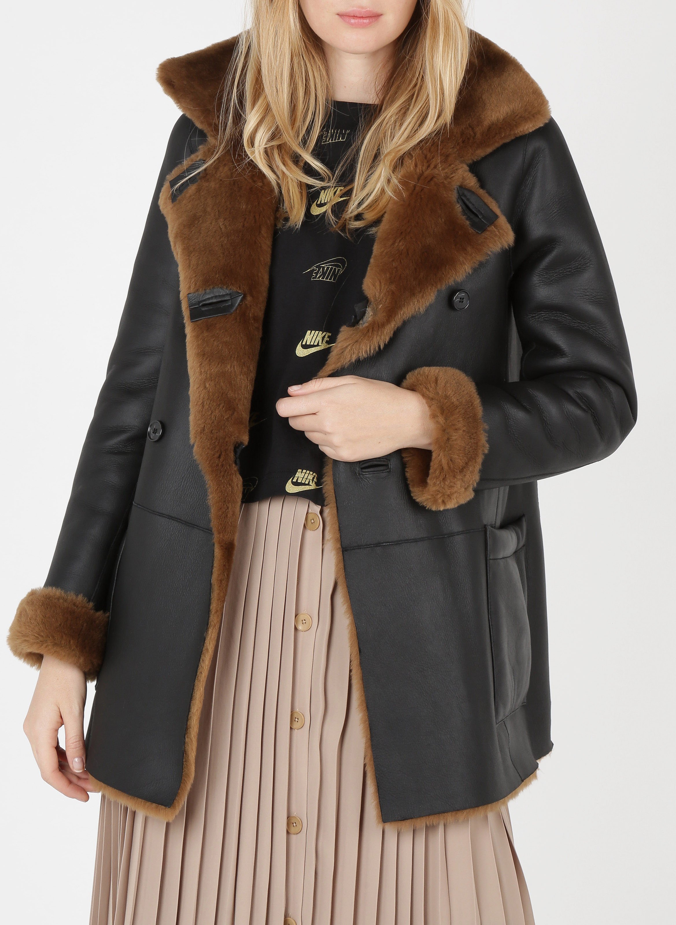 reversible shearling coat