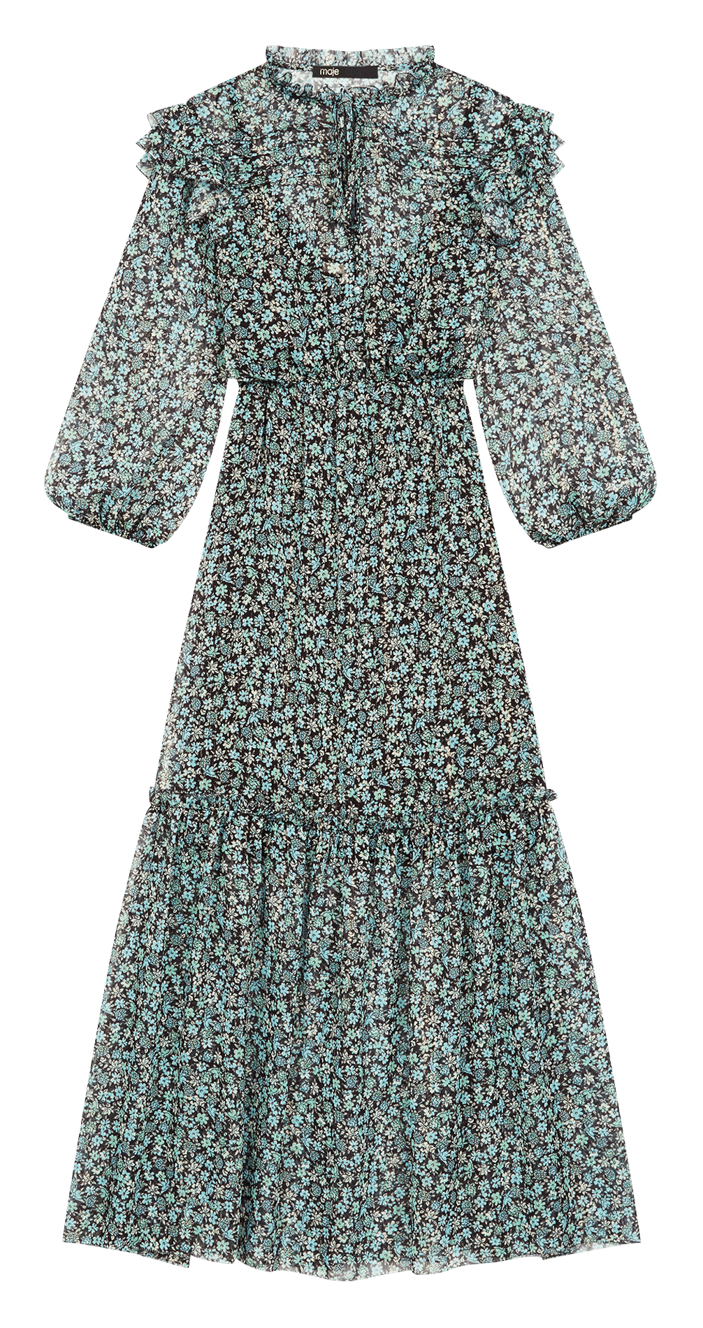 maje green floral dress