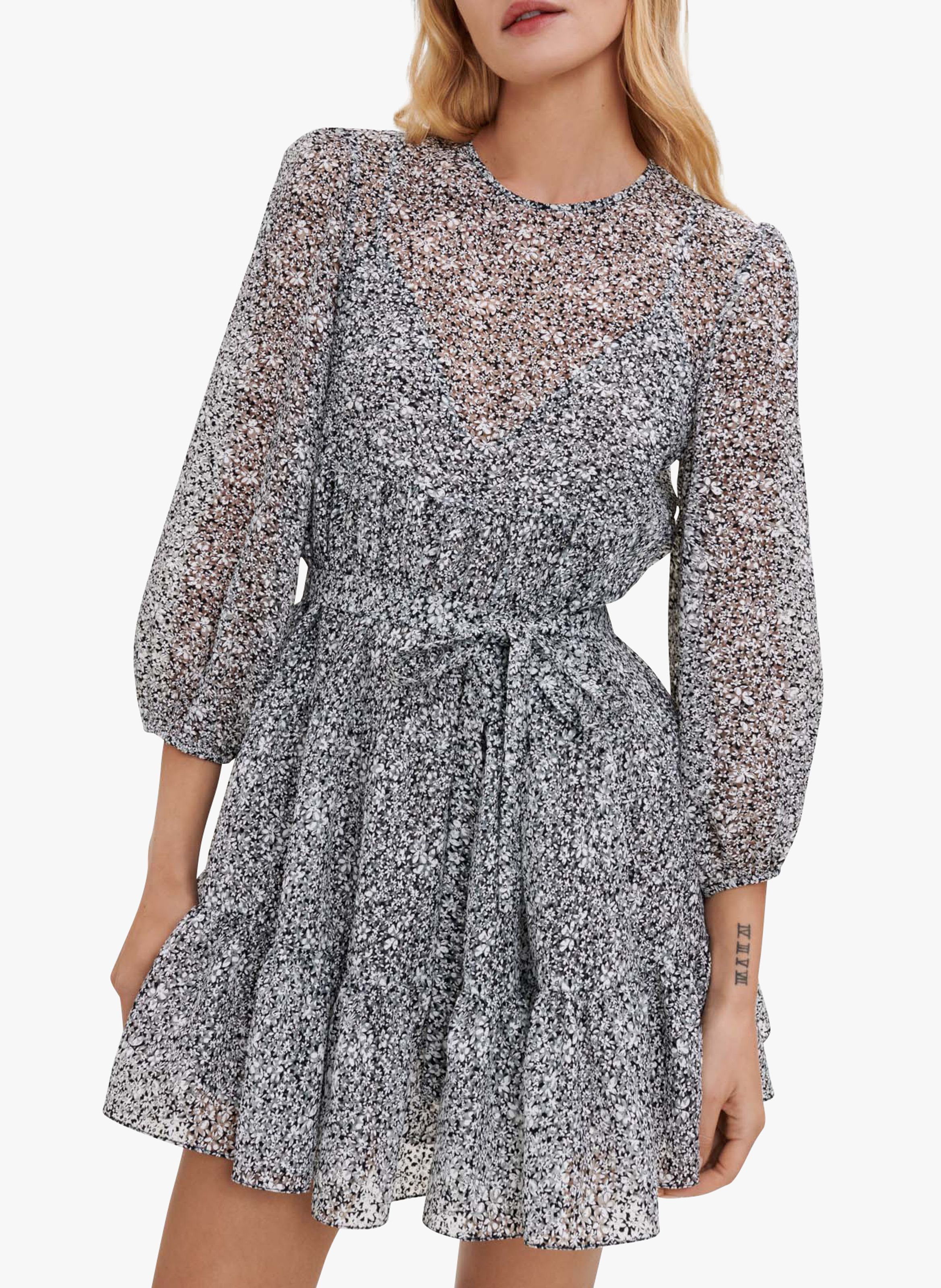 maje belted floral dress