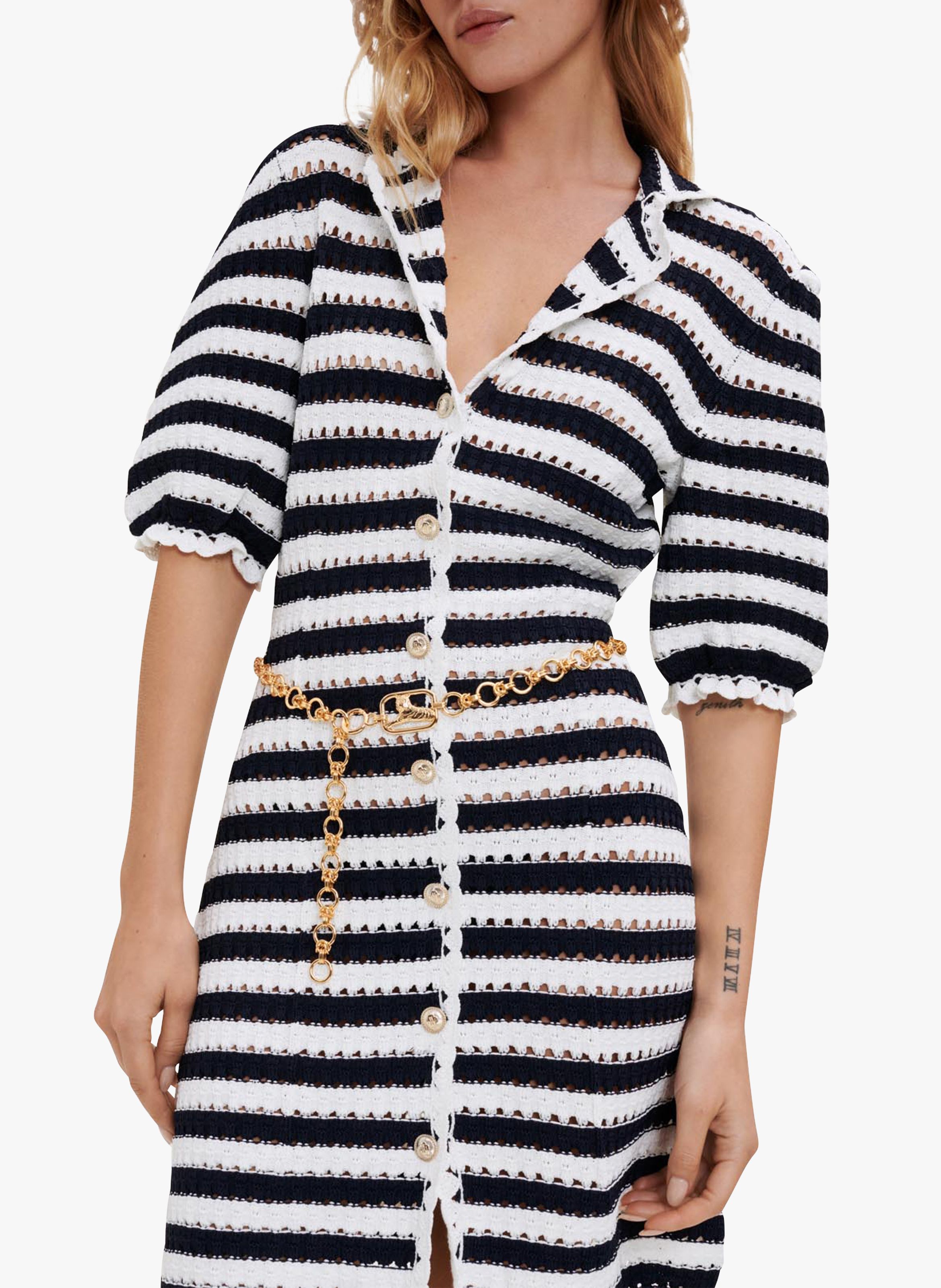 striped crochet dress