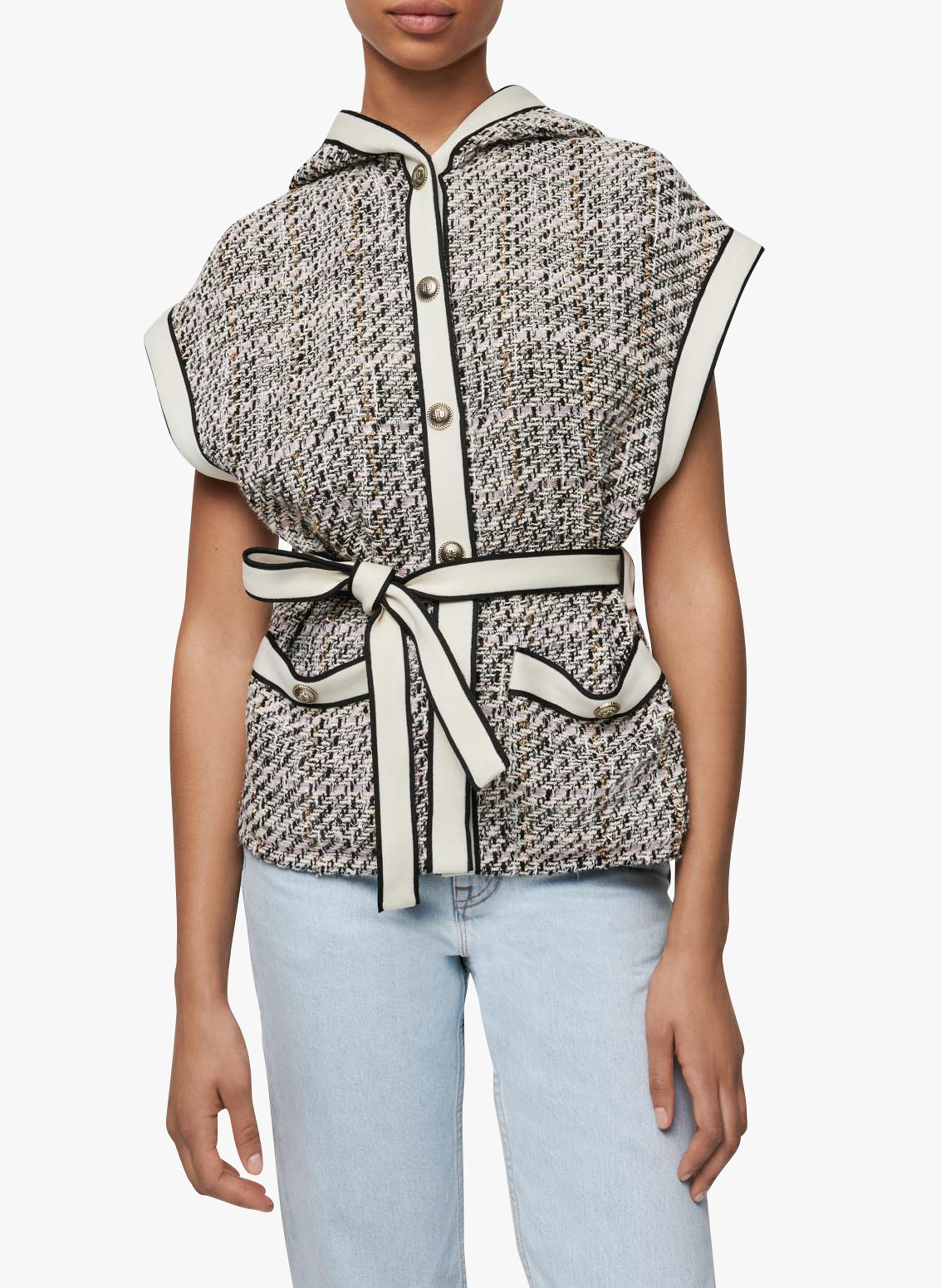 tweed sleeveless jacket