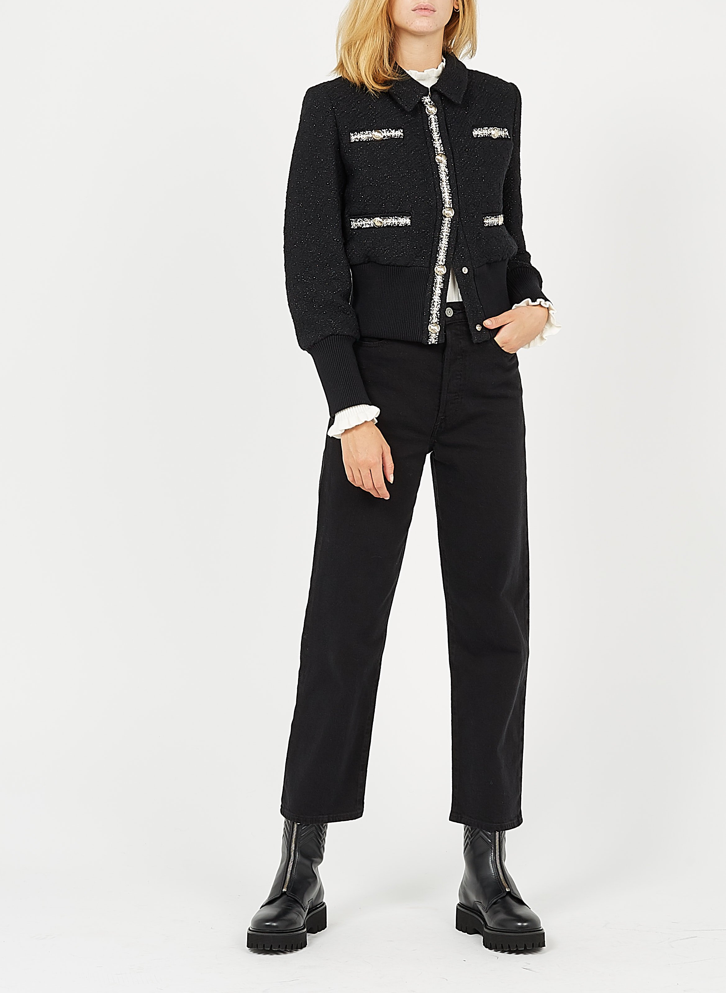contrast tweed jacket maje