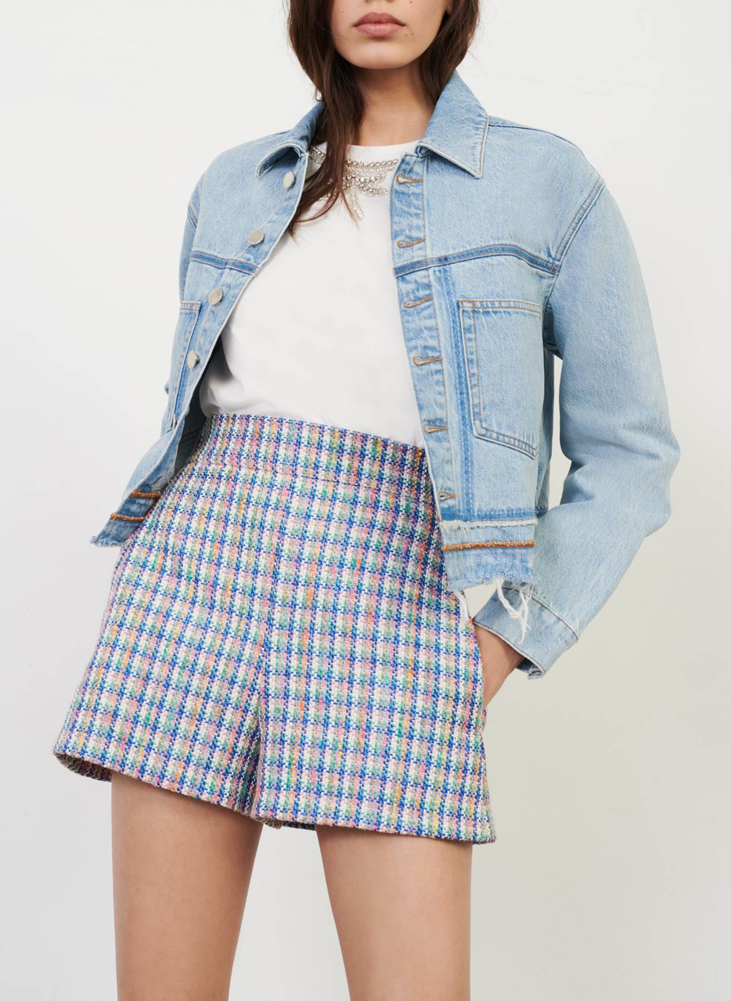 tweed shorts outfit