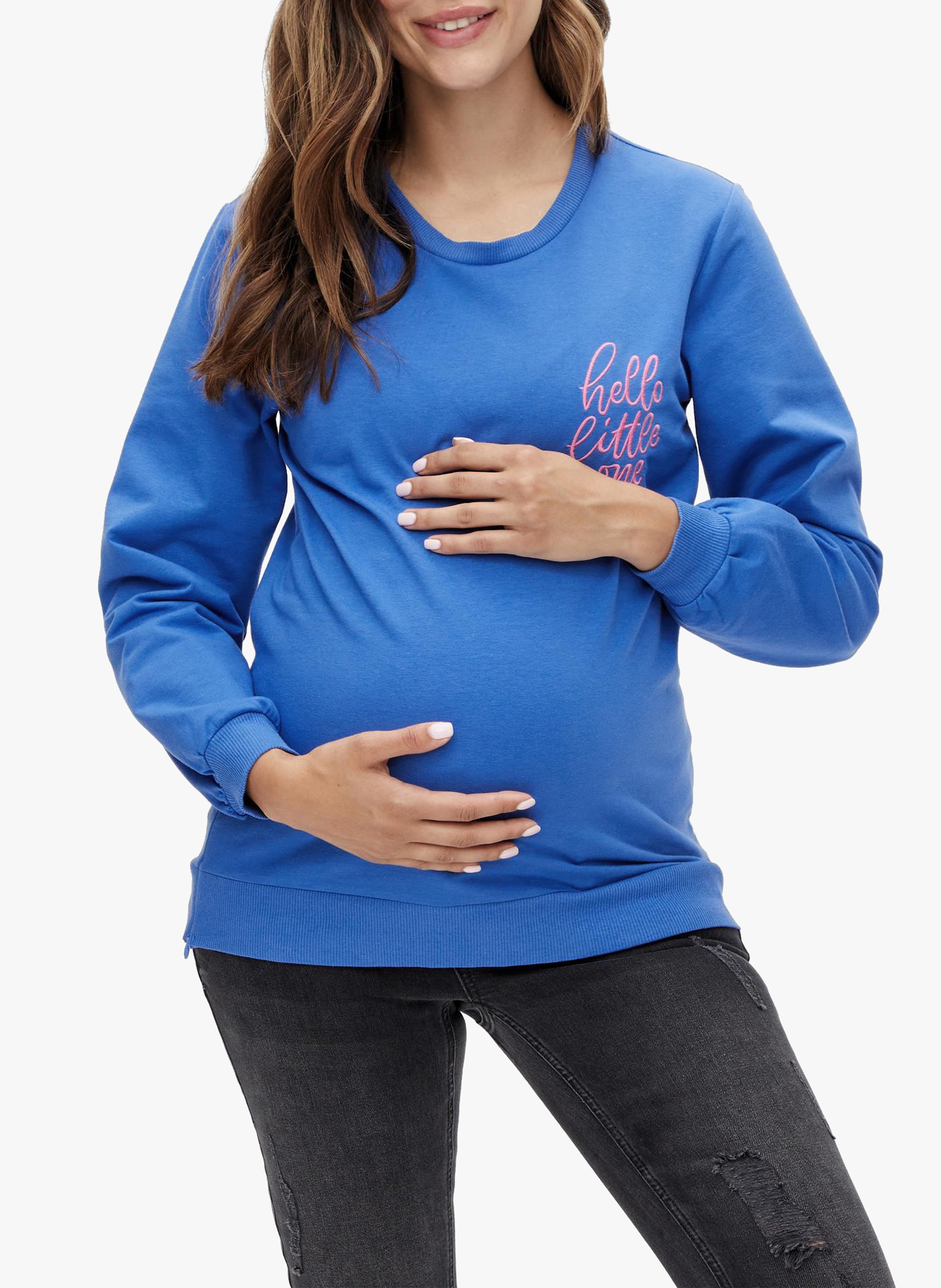 Maternity Sweater With Lettering Palace Blue Mamalicious Women