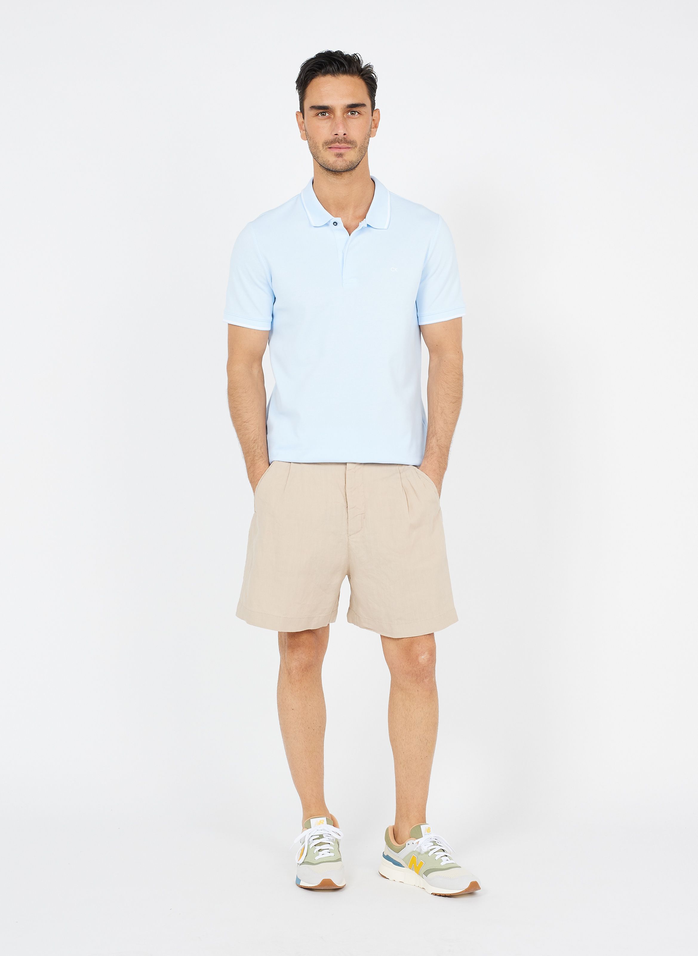 linen polo shorts