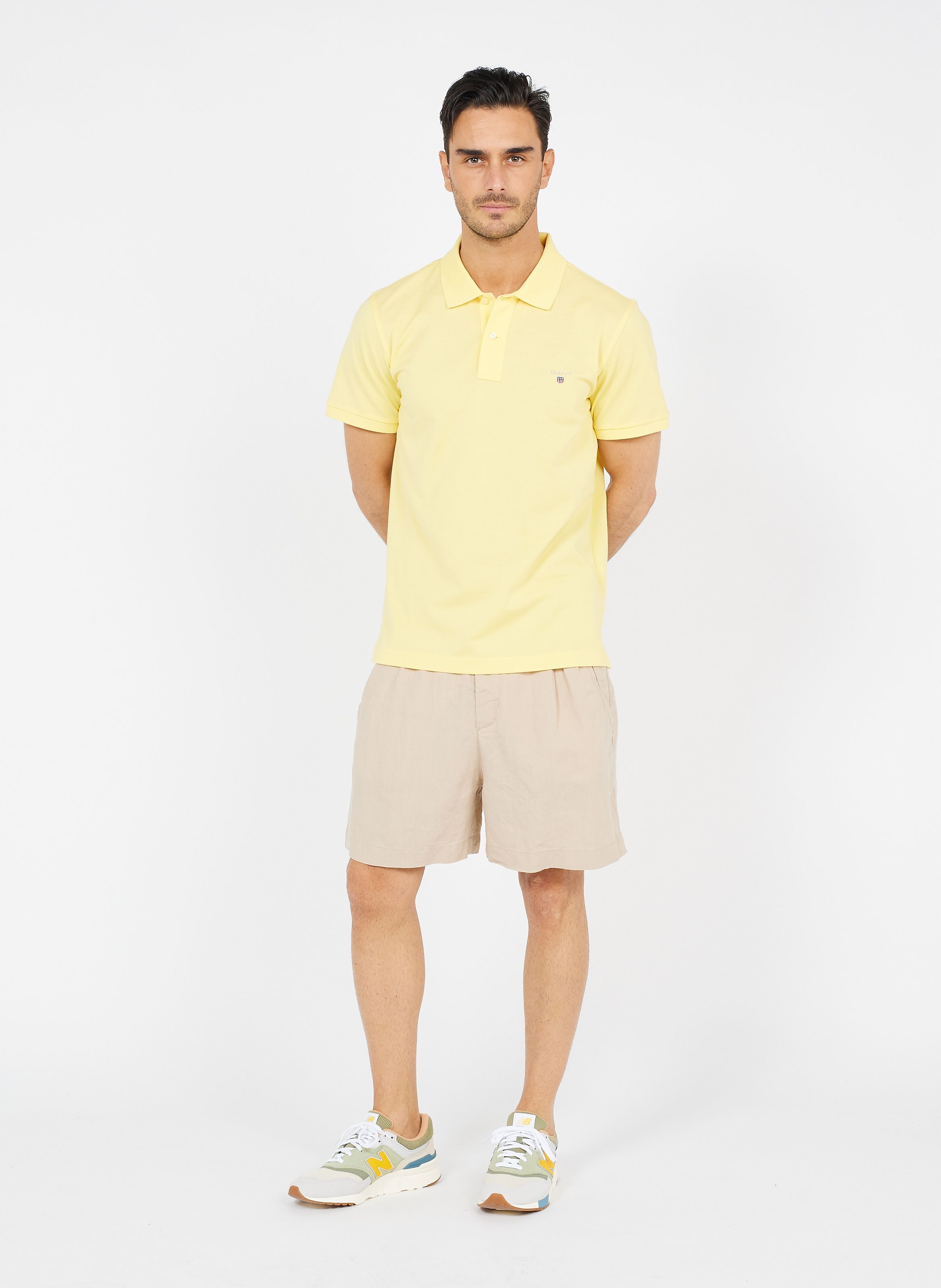 linen polo shorts