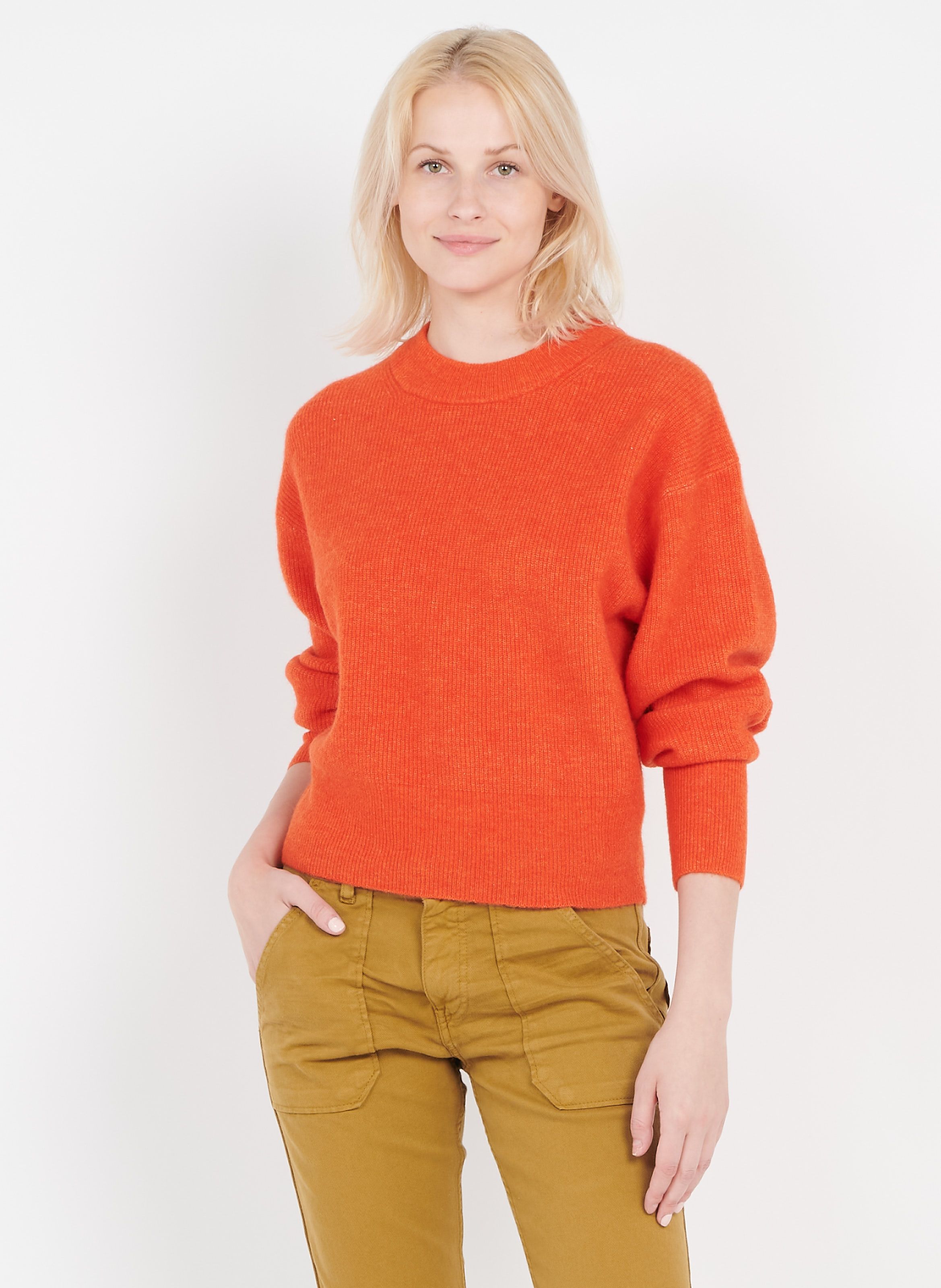Marc O\u2019Polo Kraagloze sweater licht Oranje casual uitstraling Mode Sweaters Kraagloze sweaters Marc O’Polo 