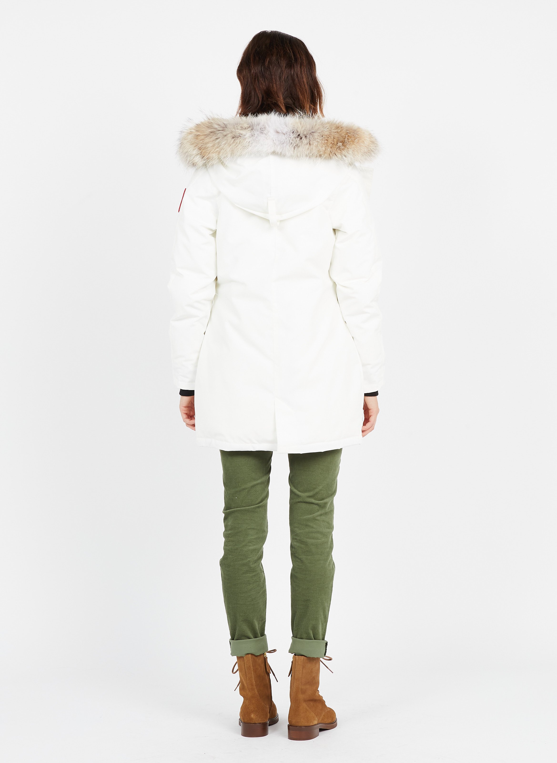 womens white parka fur trim