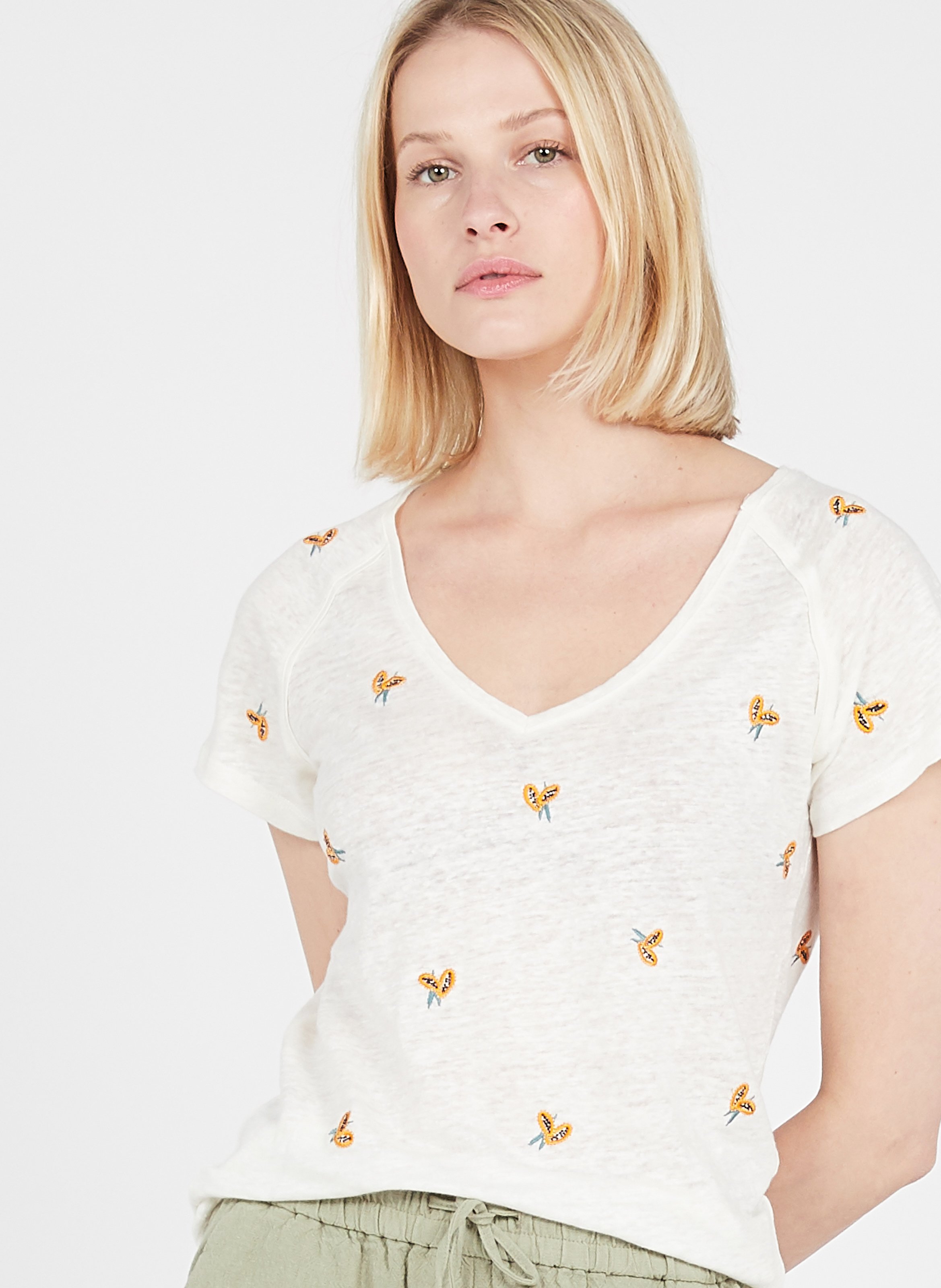 Sale V-neck Linen T-shirt Jasmine Bp 