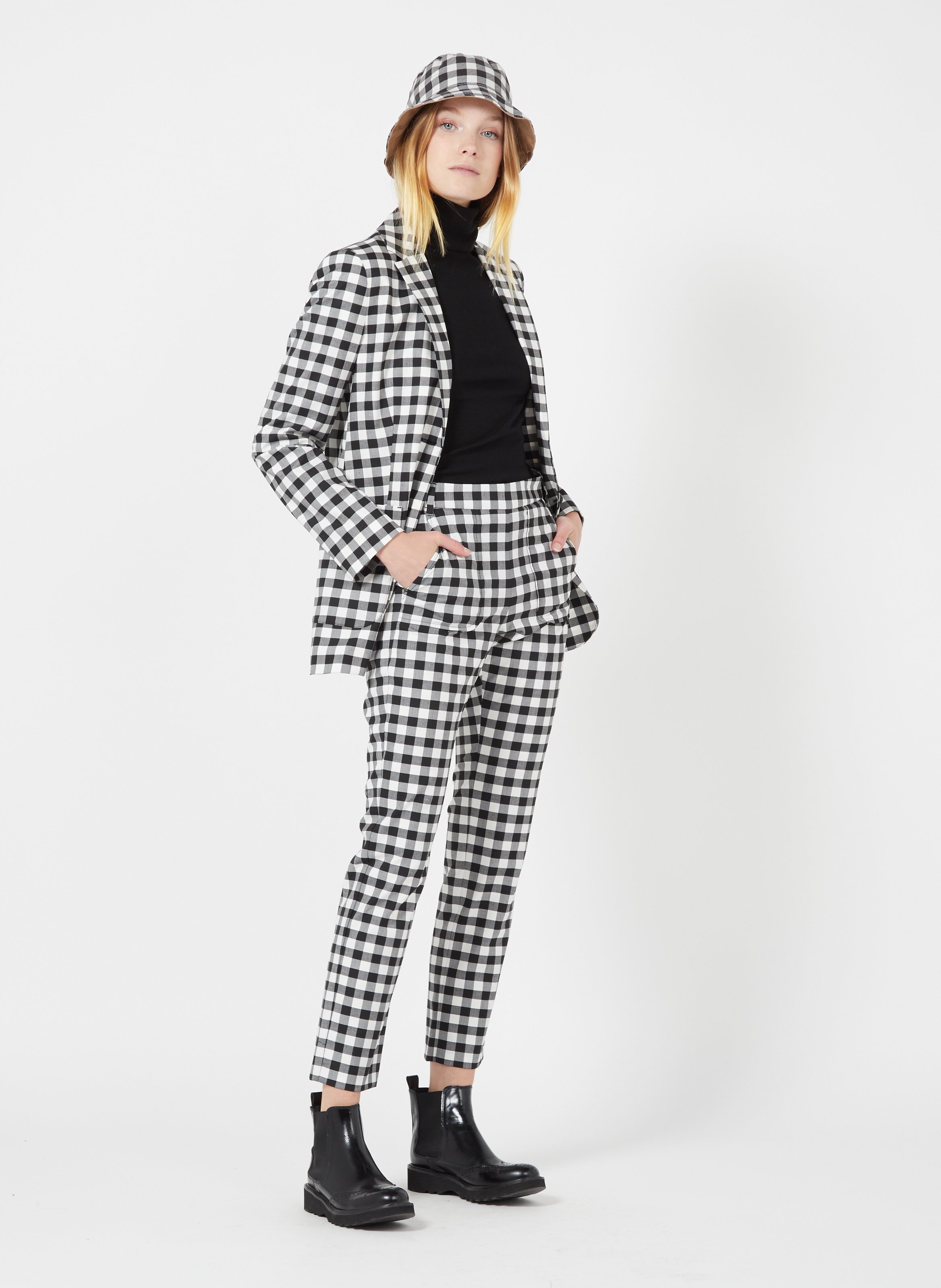 checked blazer womens