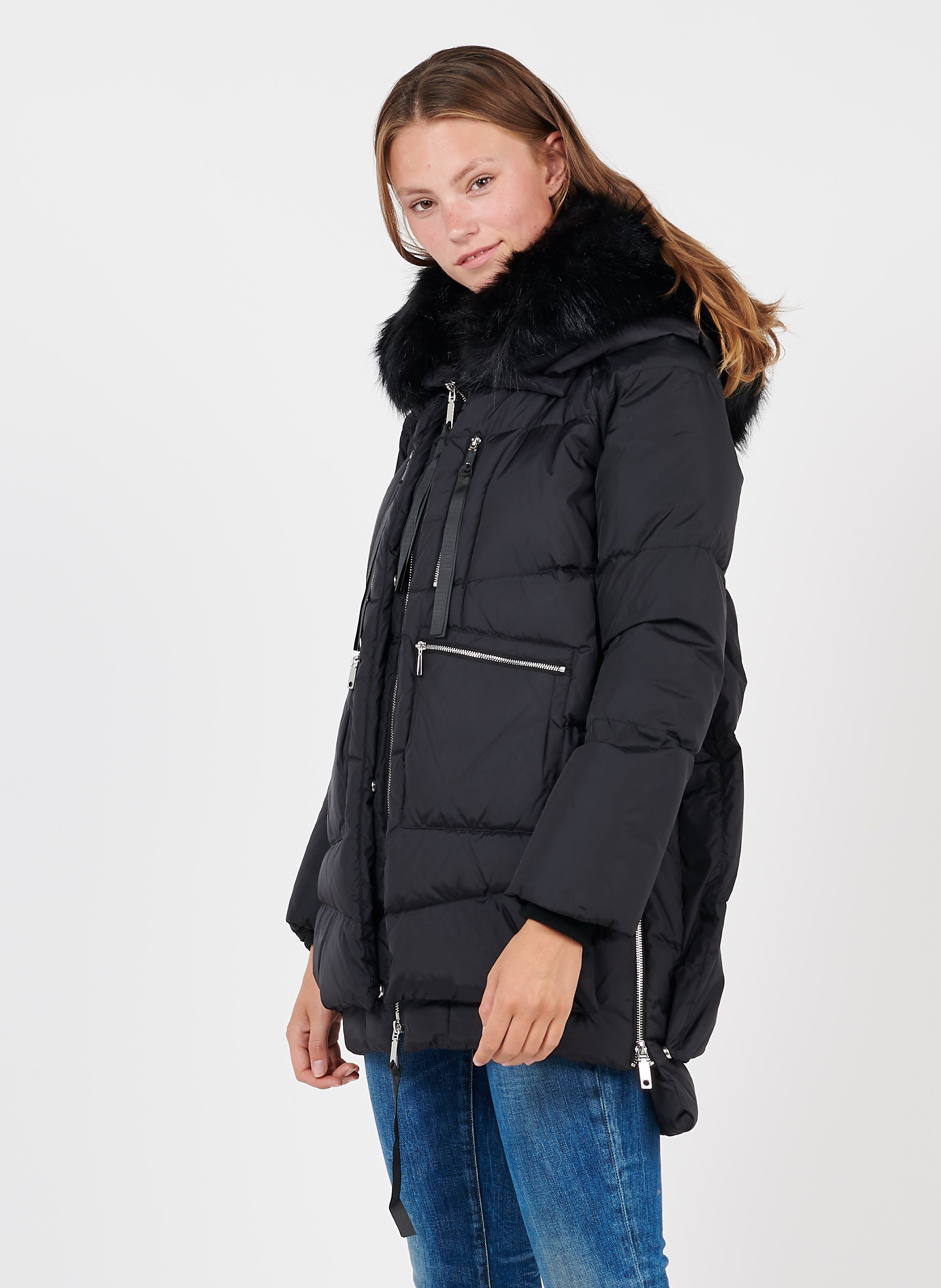 Down Parka With Classic Faux Fur Collar 