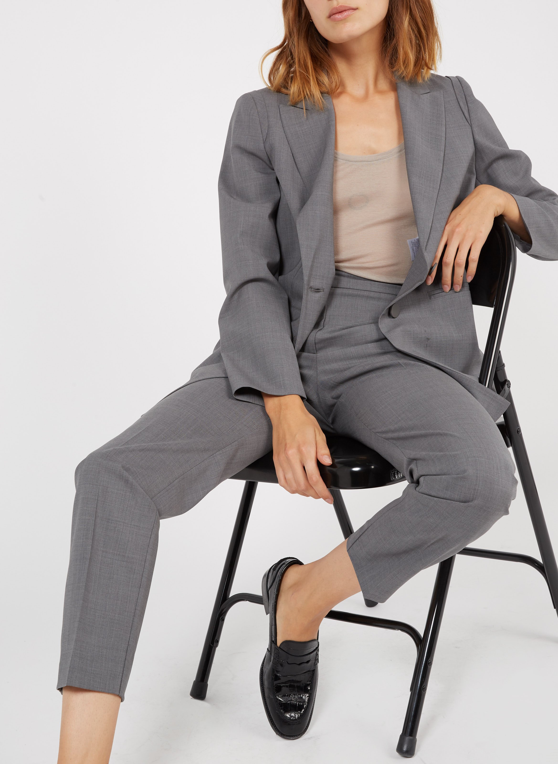 grey tailored jacket women's