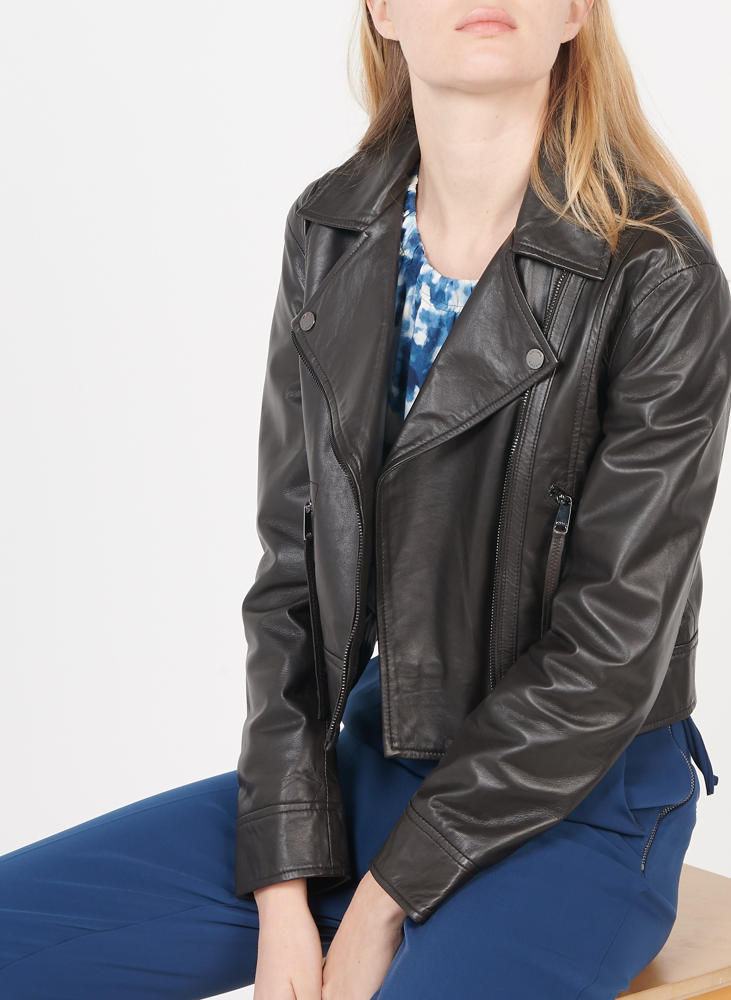 womens dark brown faux leather jacket