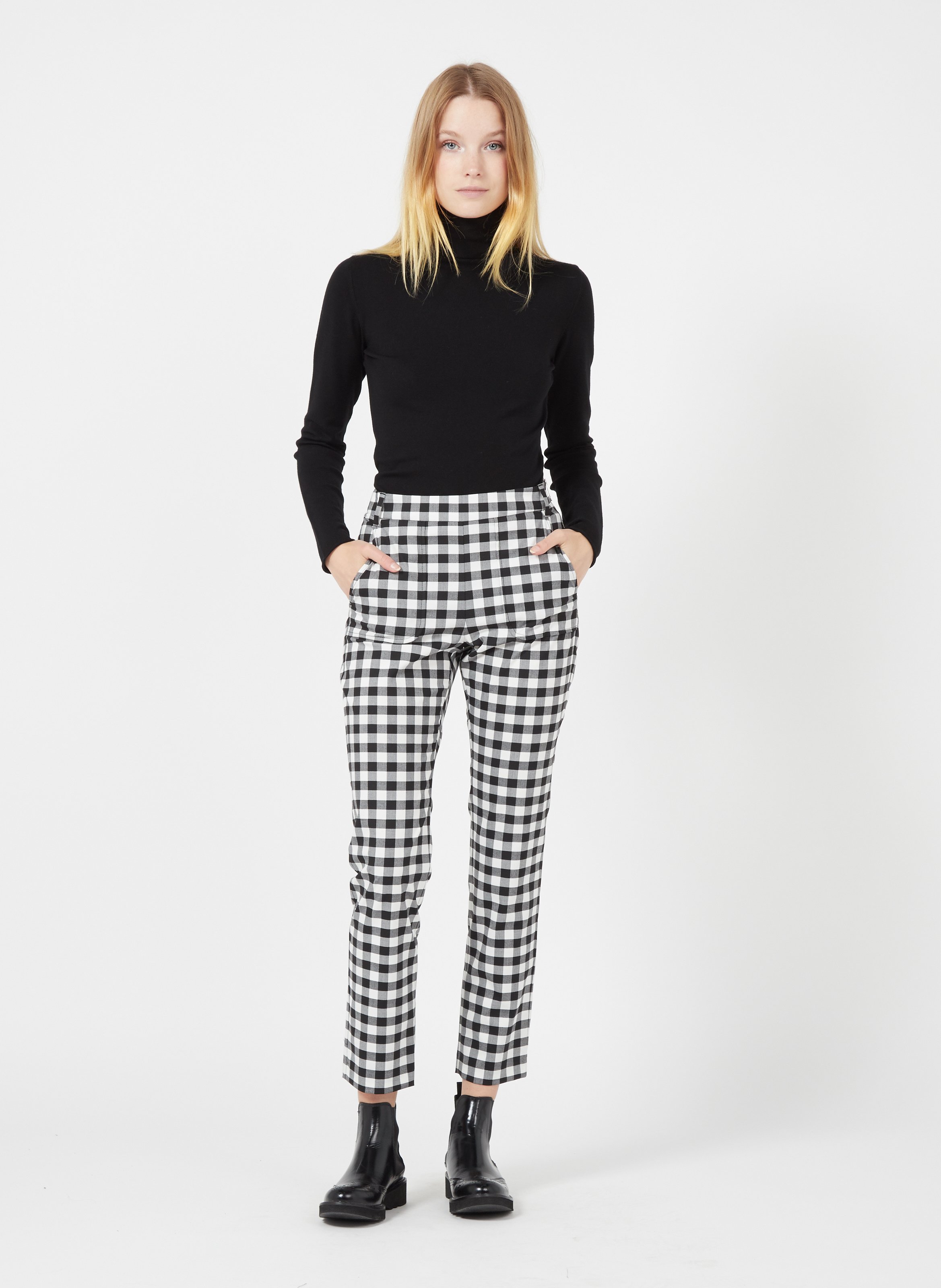 gingham stretch pants