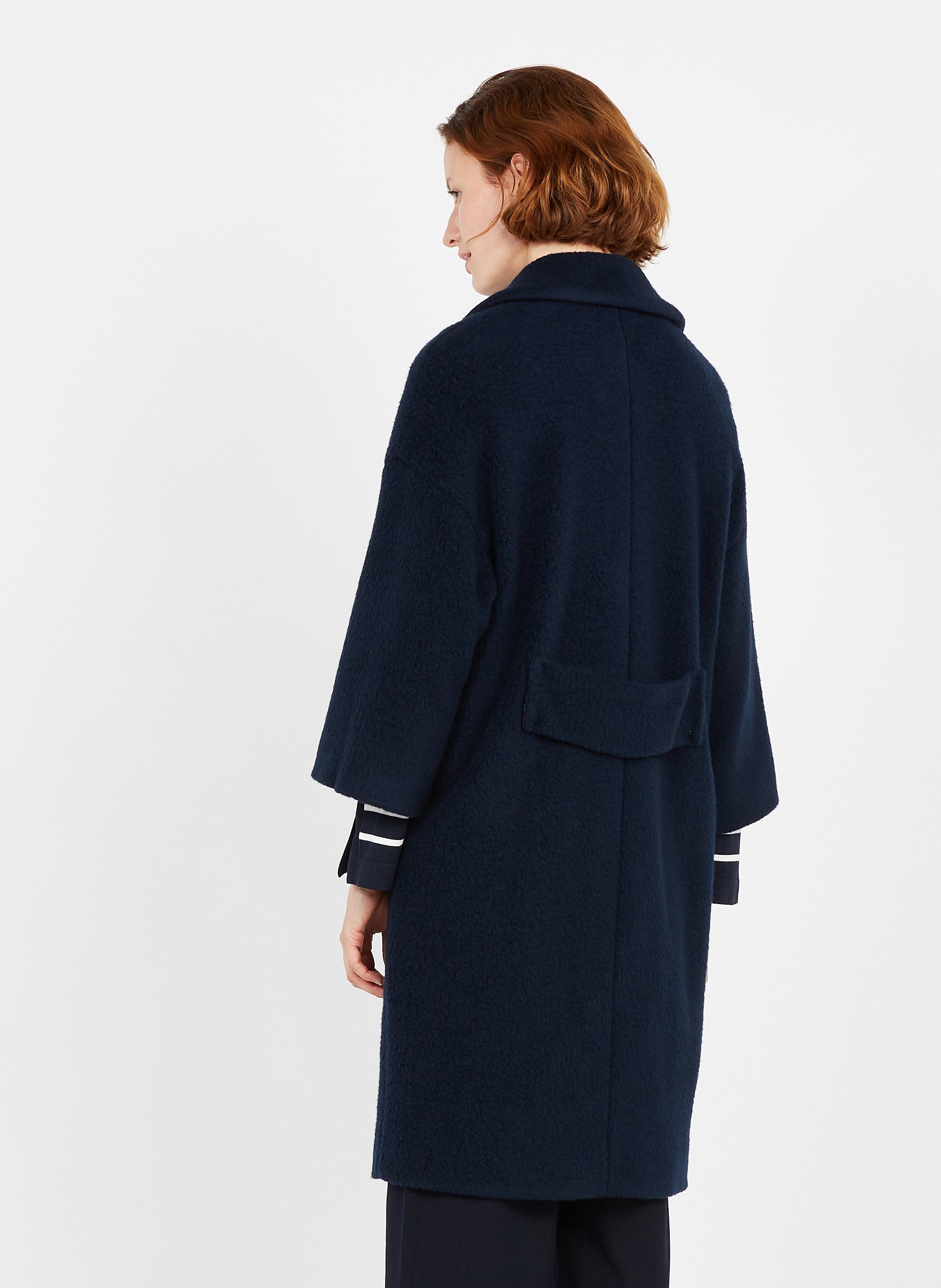 navy wool blend coat