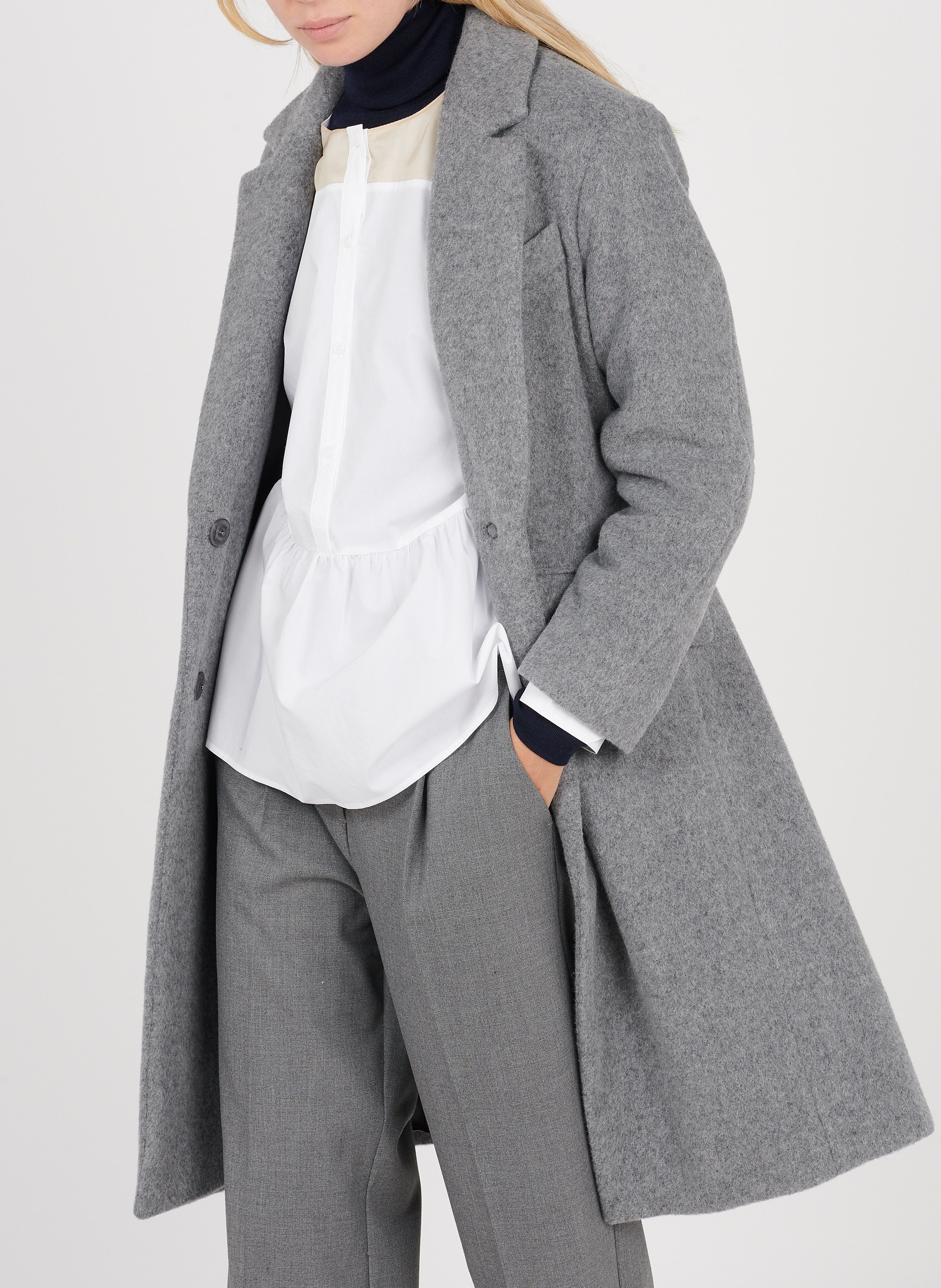 gray wool blend coat