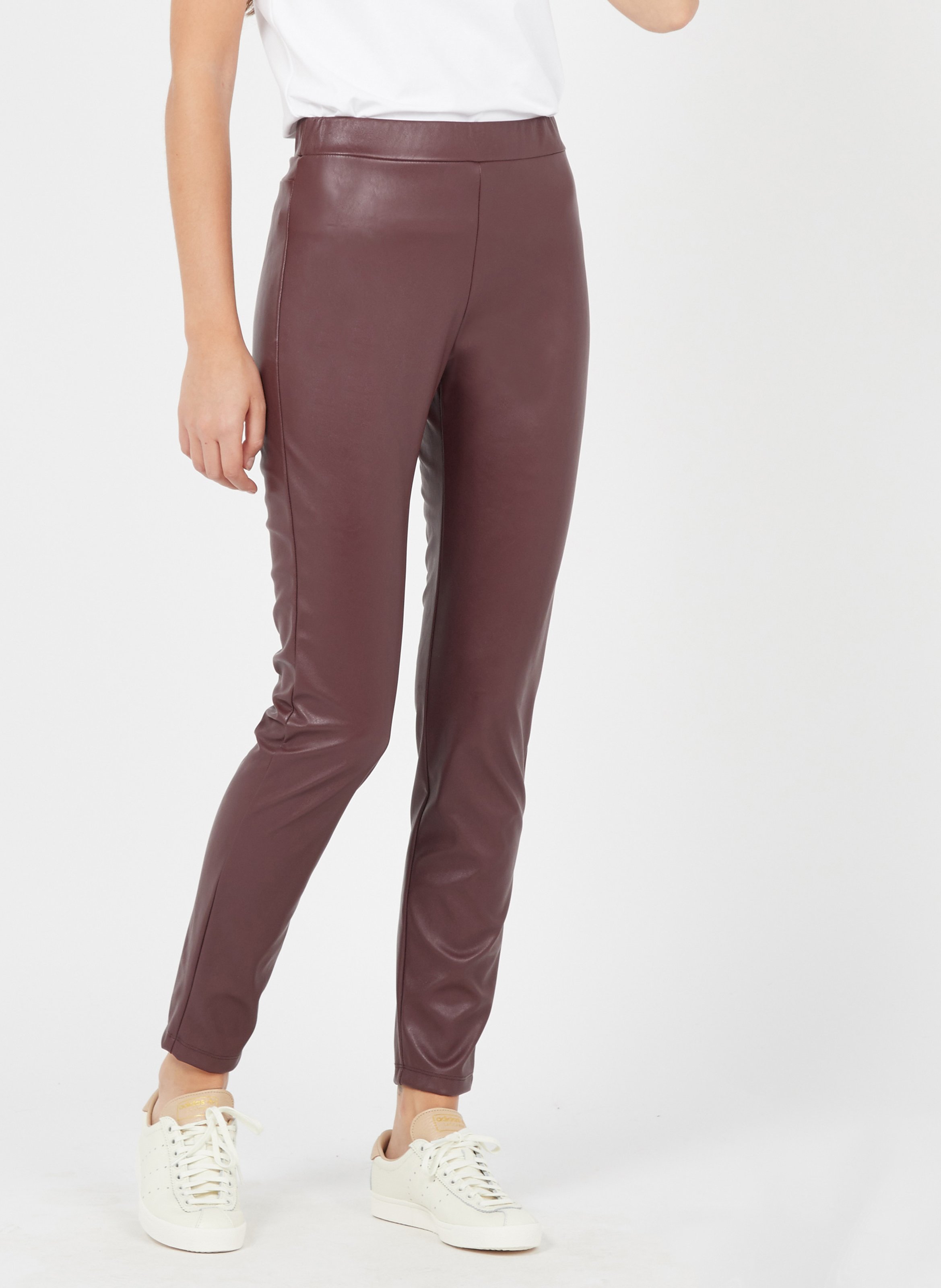 Sale Faux Leather Leggings Wine 