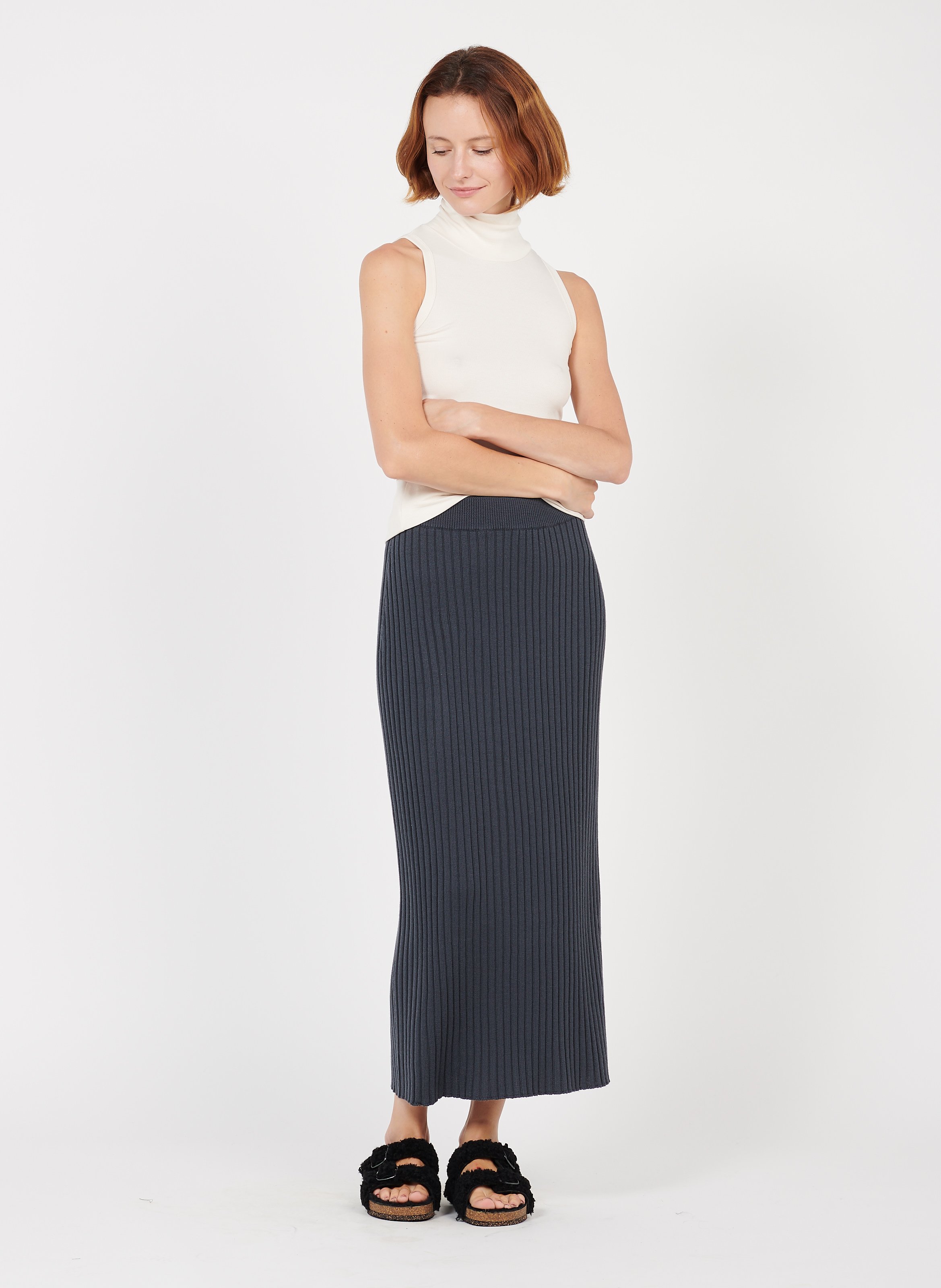 women's midi skirts grey