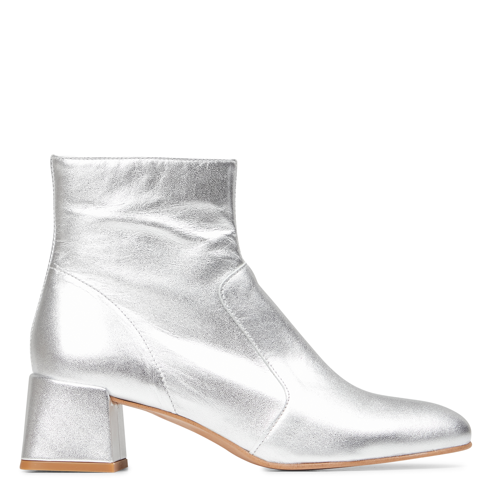 silver mid calf boots