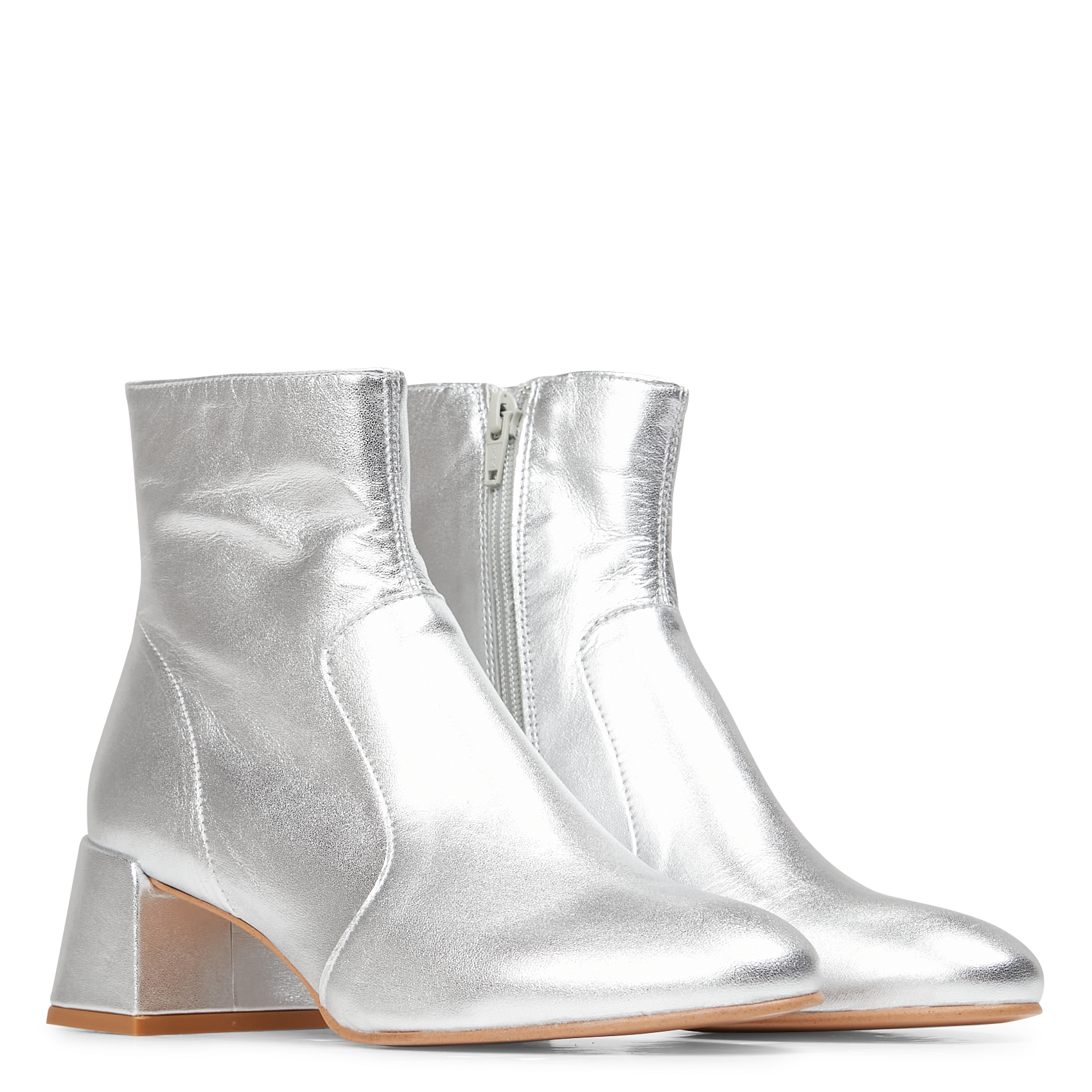 silver mid calf boots