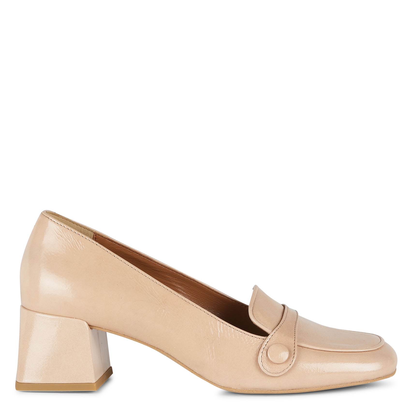 beige heeled loafers