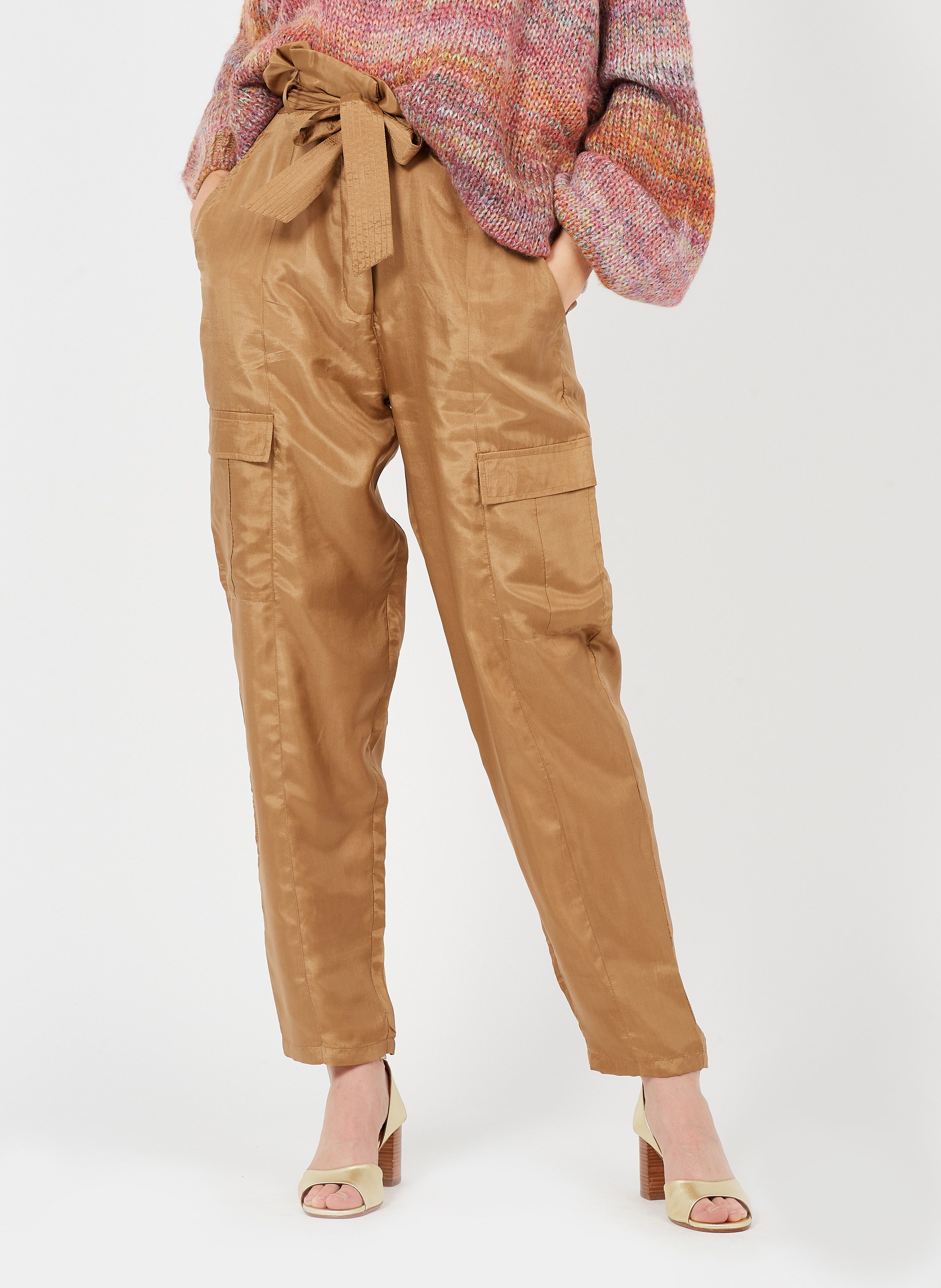 silk cargo trousers