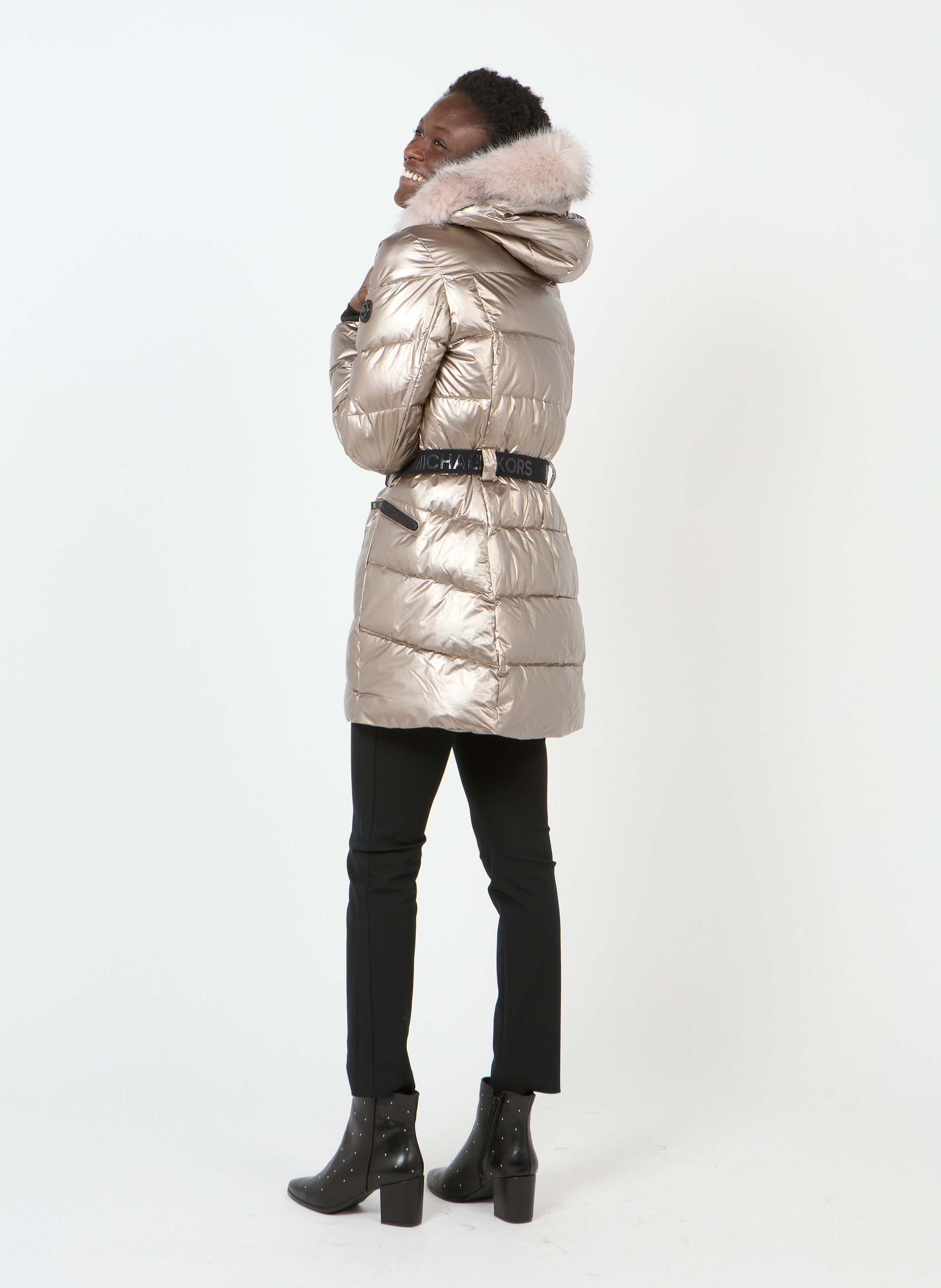 red lightweight down jacket