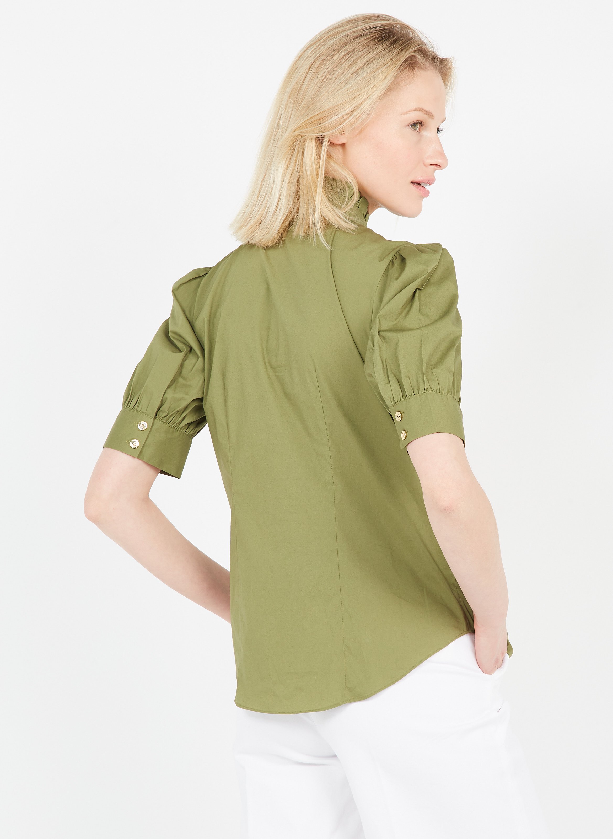 Sale Cotton Shirt With Victorian Collar 