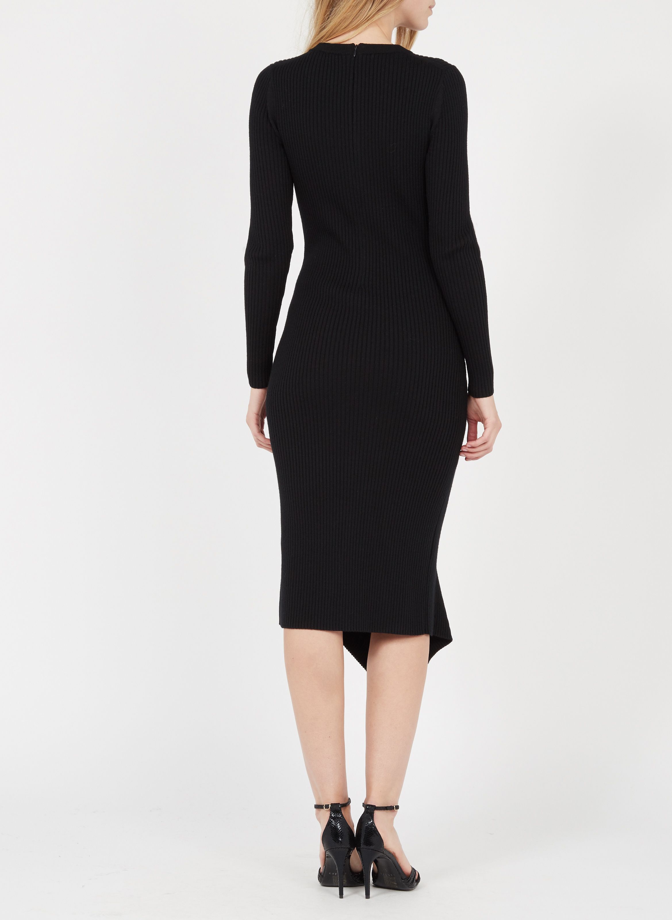 black long sleeve wool dress