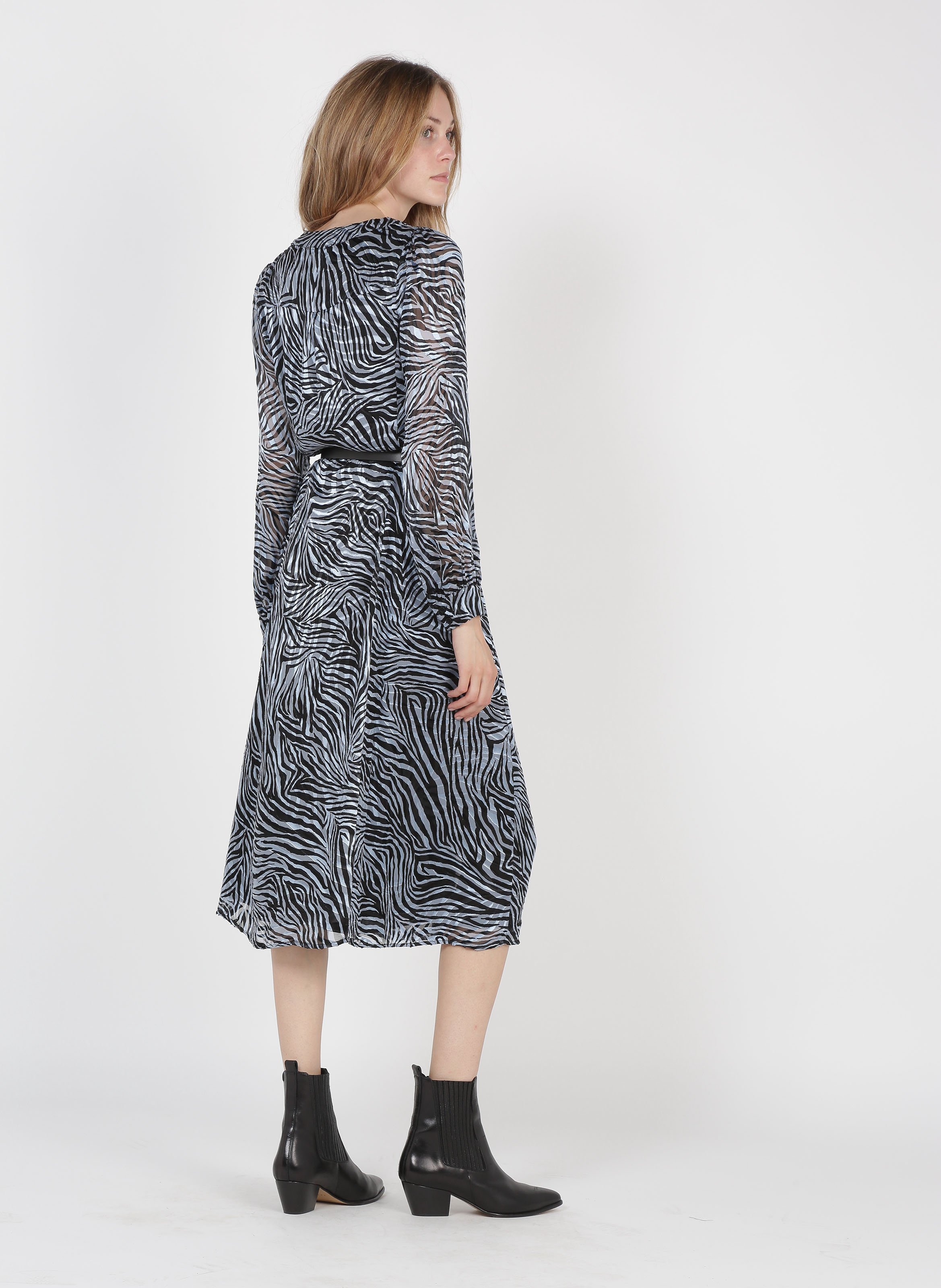 zebra print midi dress