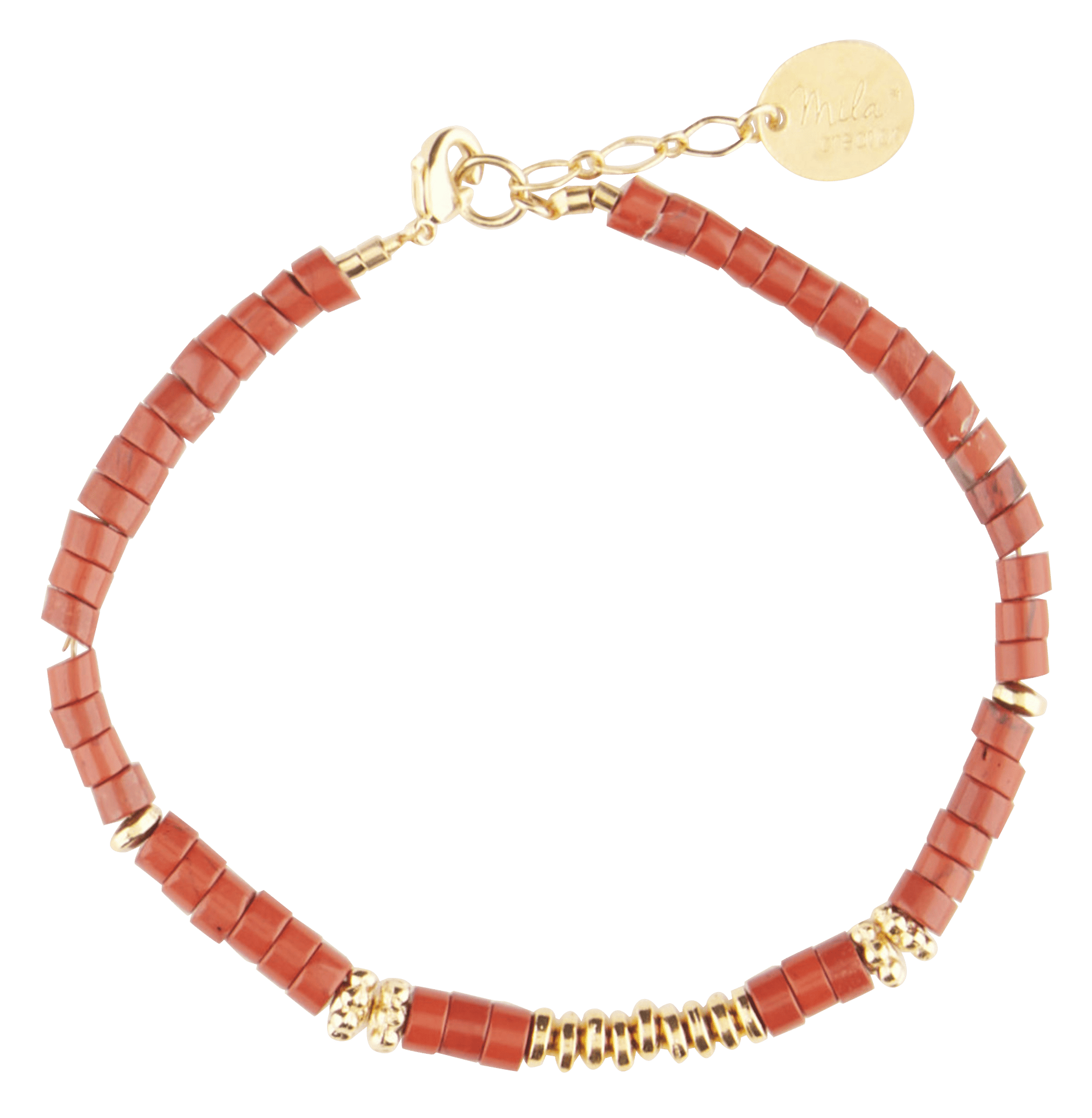 Golden Metal And Gemstone Necklace Rouge Mila Creation Women Place