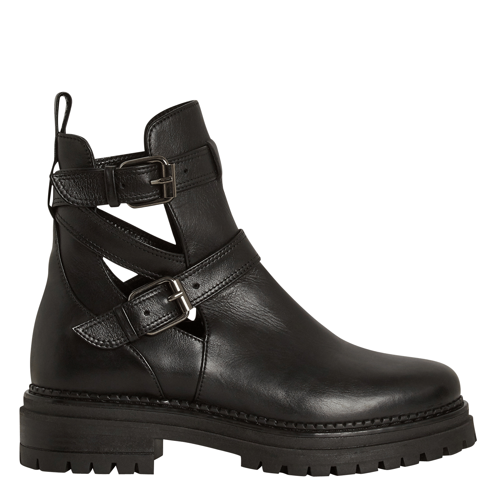 black open ankle boots