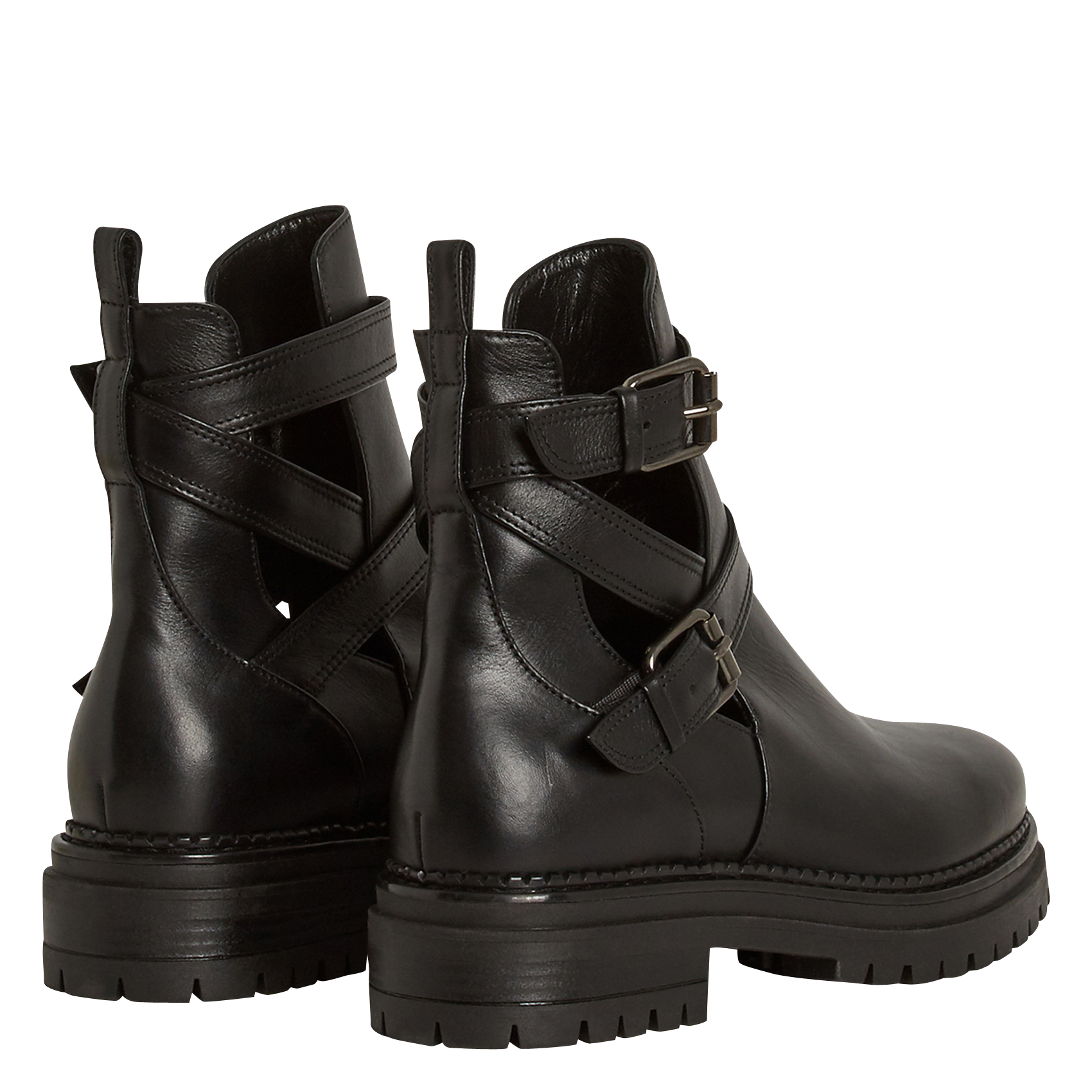 Buckled Leather Open Ankle Boots Noir Minelli - Women | Place des Tendances