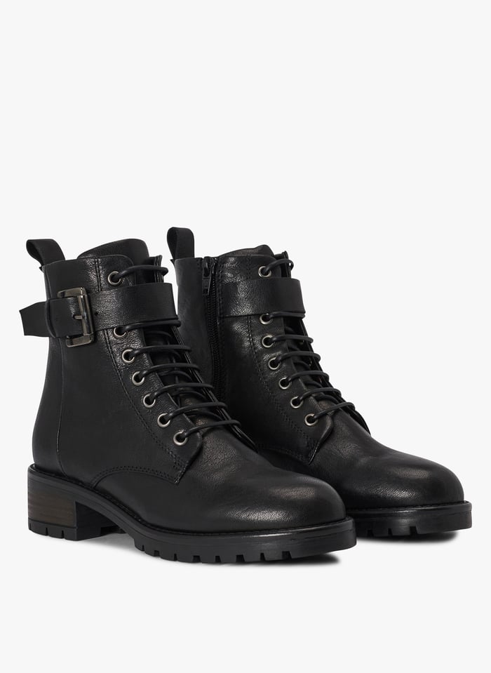 MINELLI REDMA Black Lace up leather ankle boots