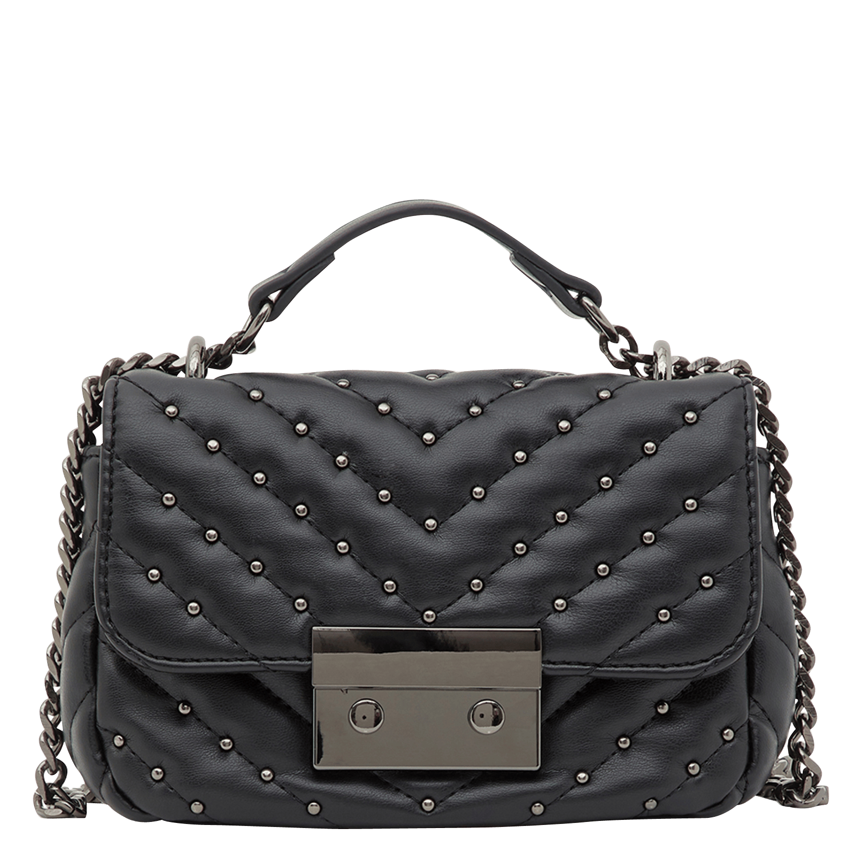 black studded shoulder bag