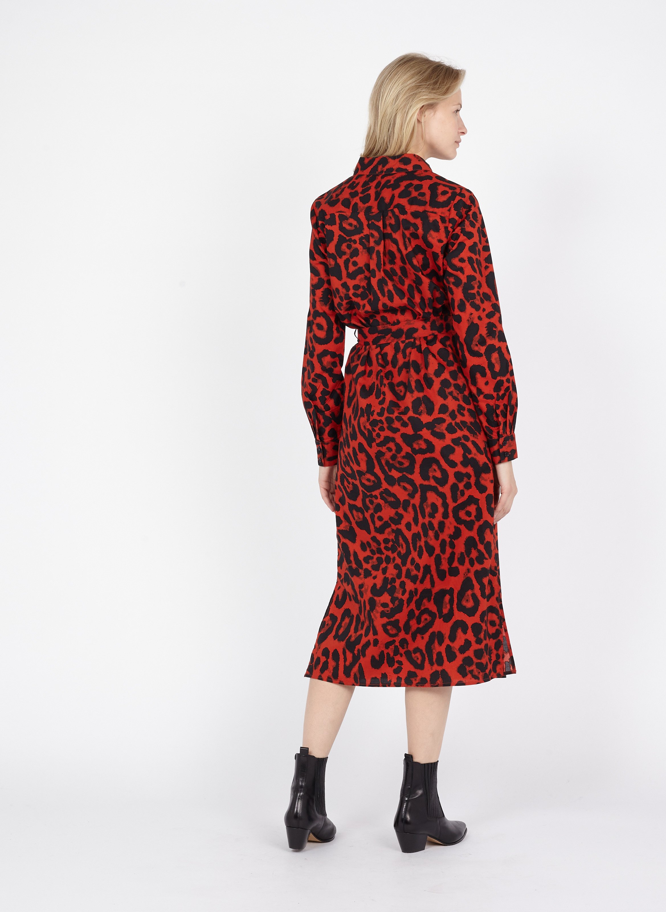 oasis red animal print dress