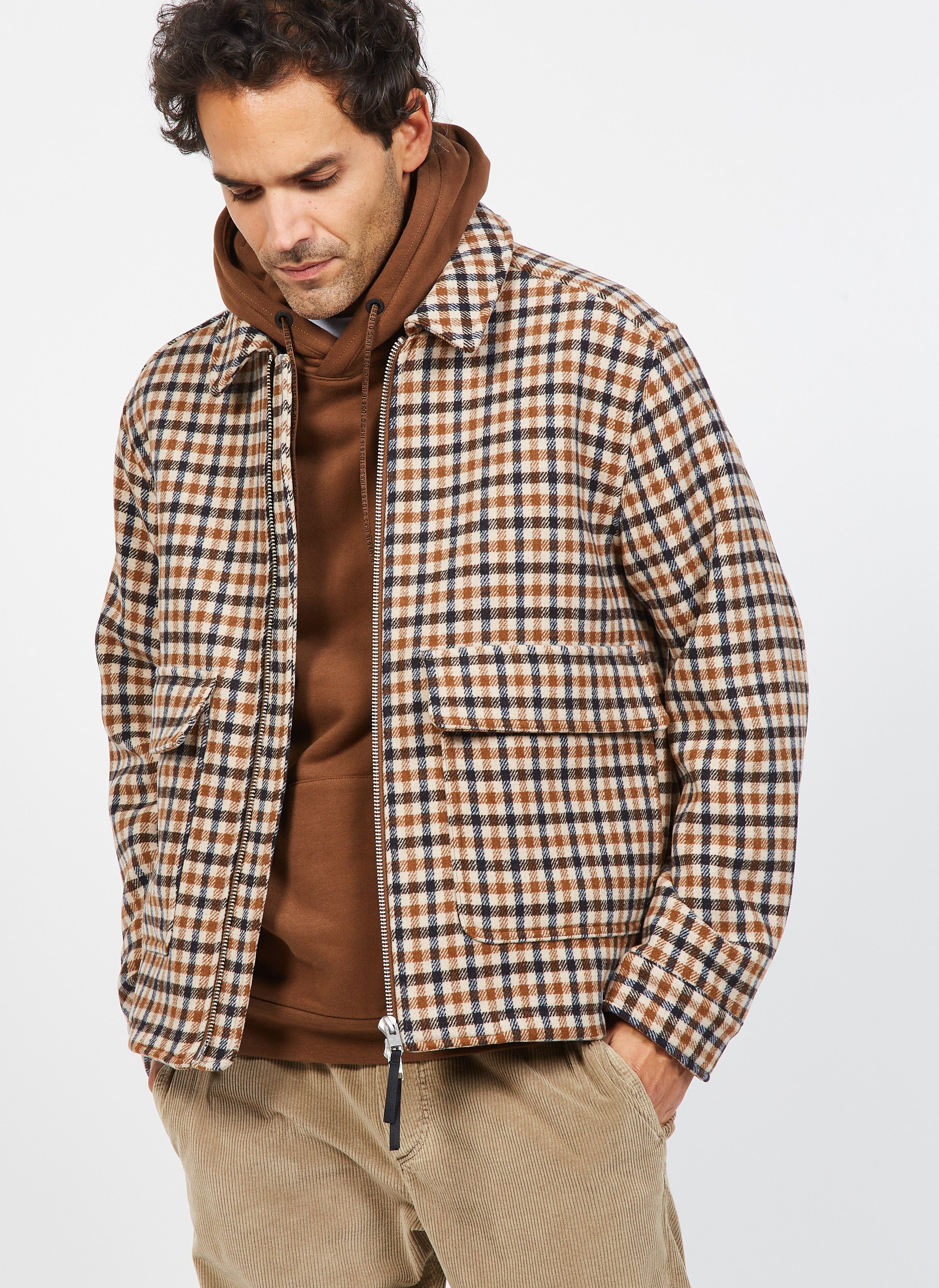 checked wool jacket