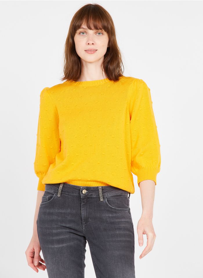 MINIMUM Yellow Polka dot organic cotton sweater