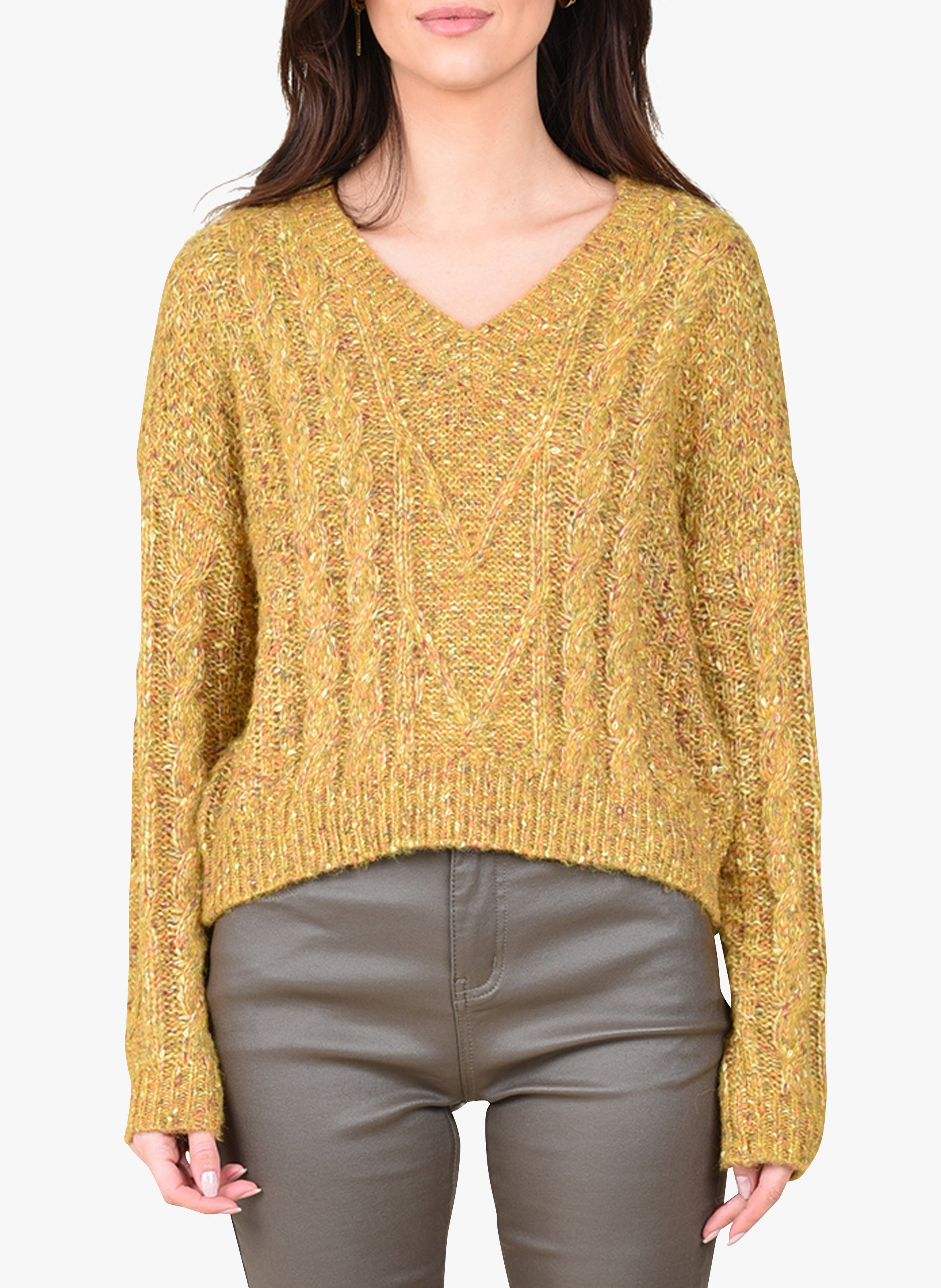 mustard yellow v neck sweater