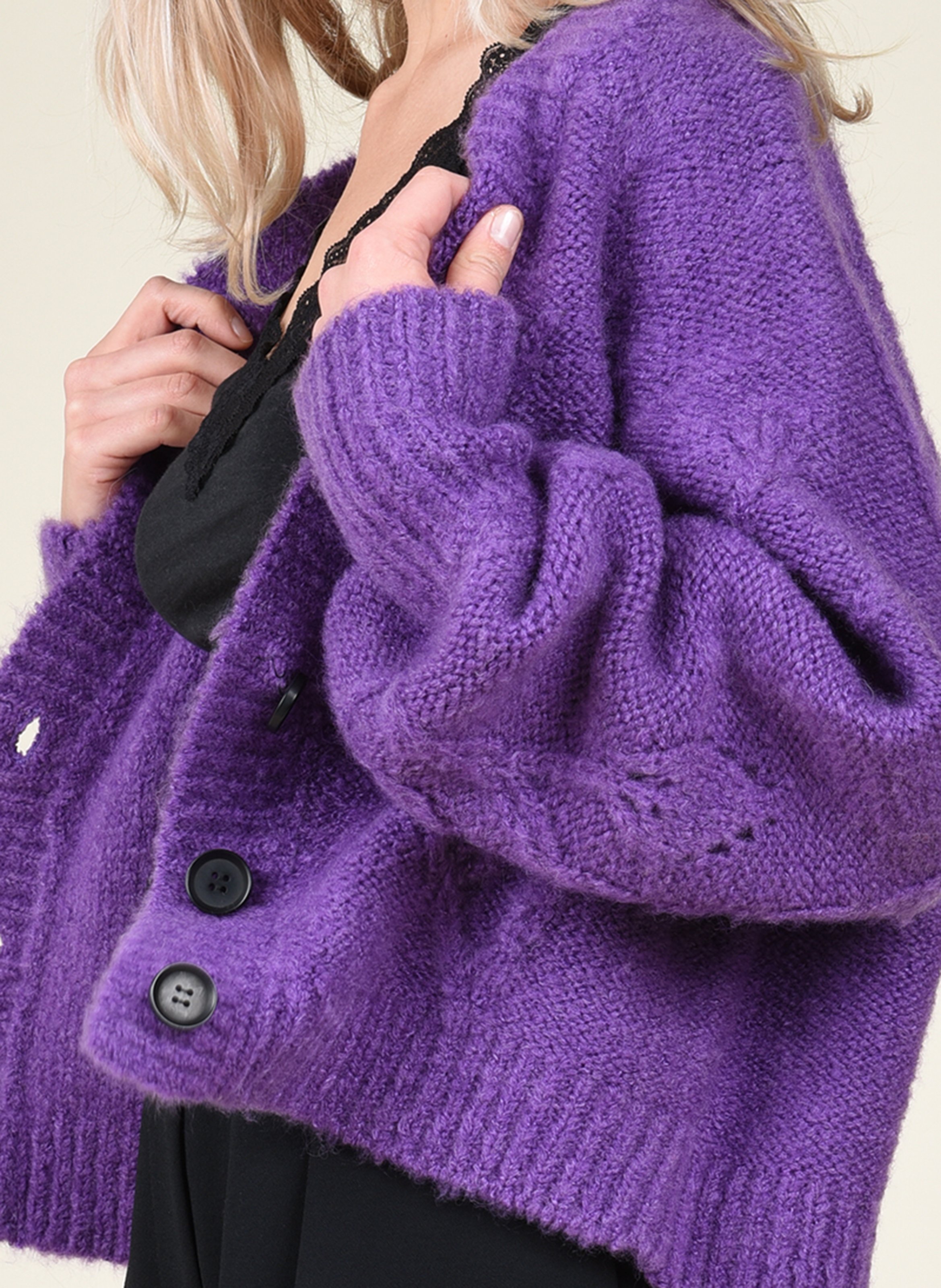 purple sweater jacket