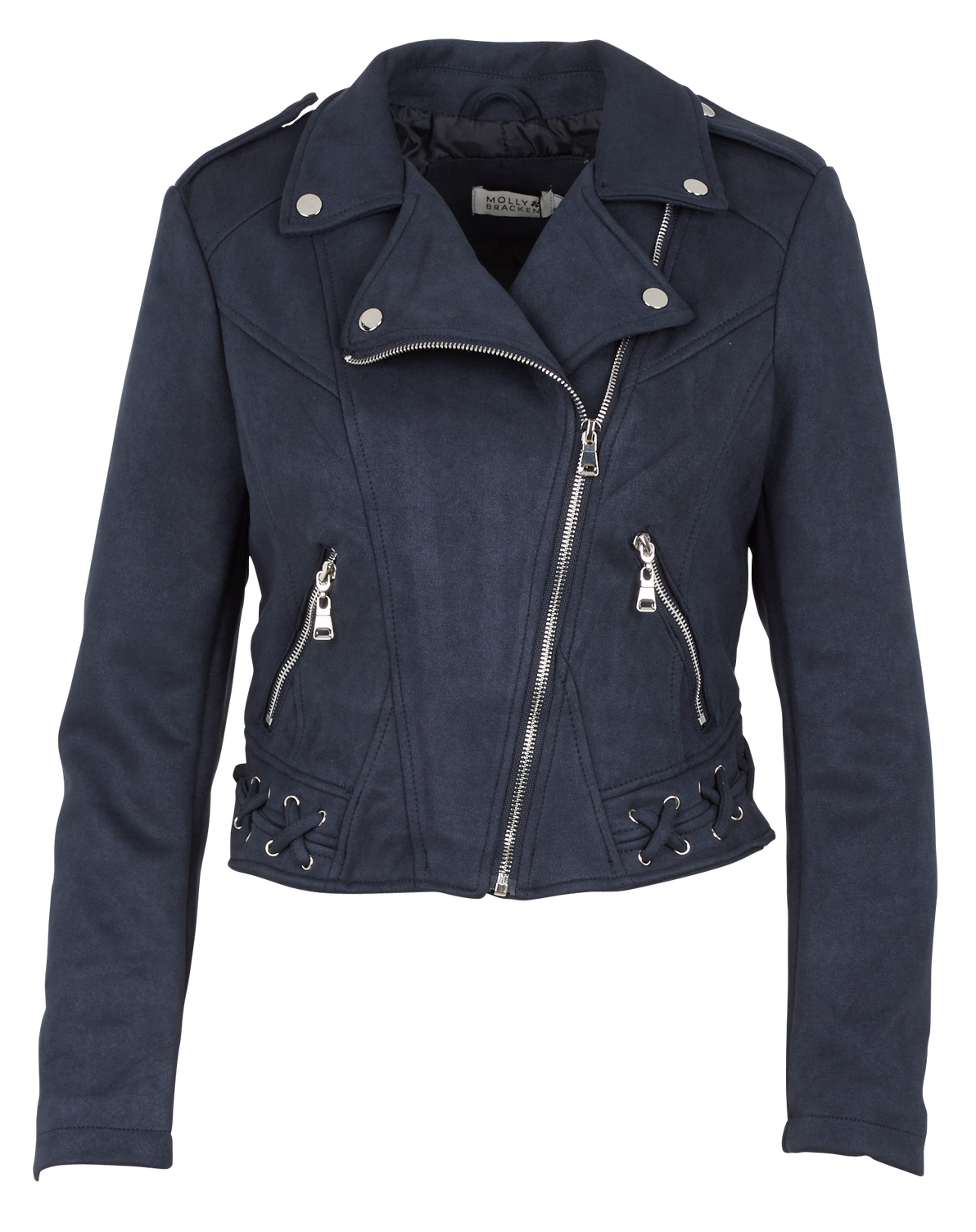 Zip-up Jacket With Tailored Collar Midnight Blue Molly Bracken - Women ...