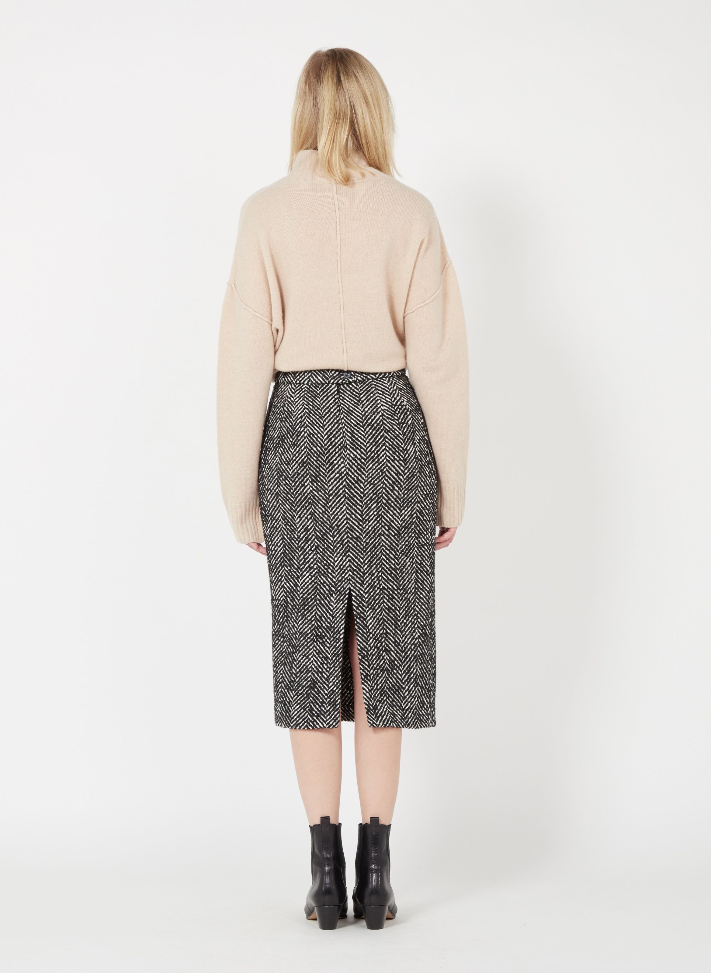 cotton herringbone skirt