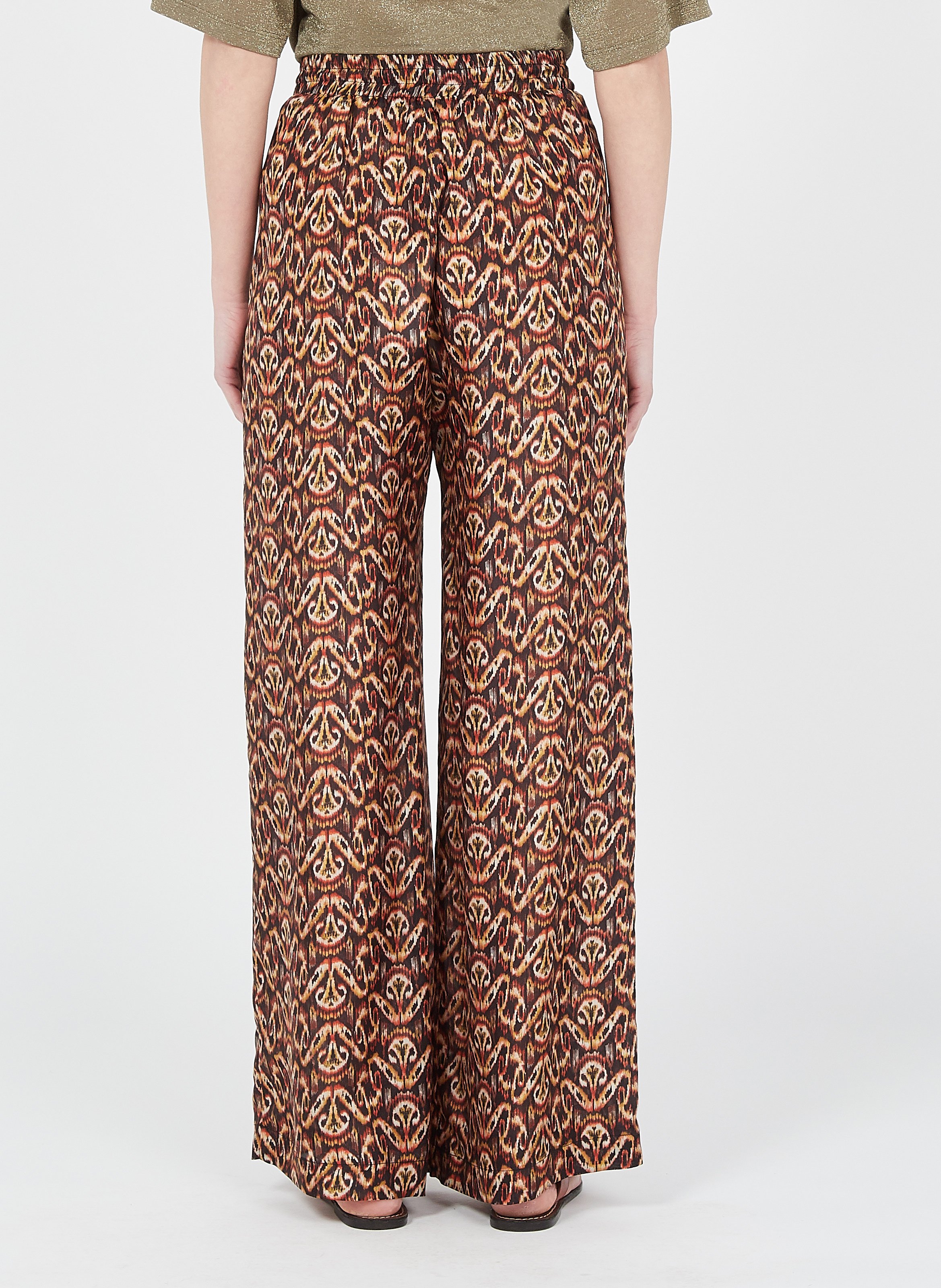 Sale Printed Silk Wide-leg Pants Noir 