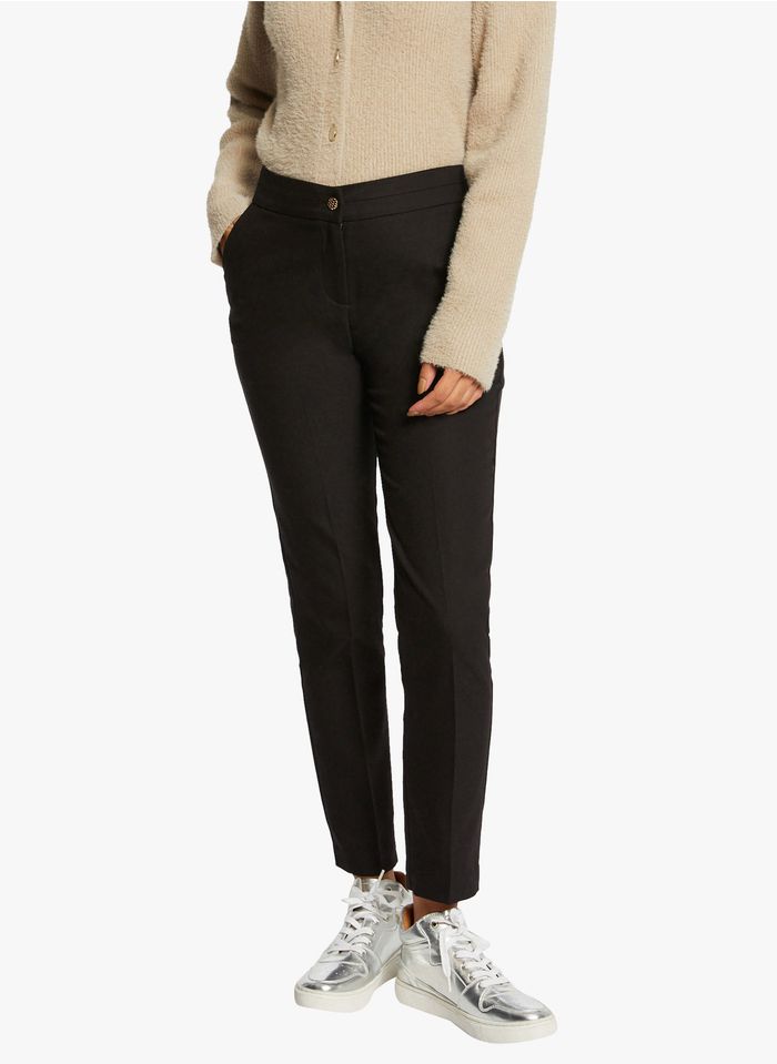 MORGAN Black 7/8 slim-fit cotton-blend pants
